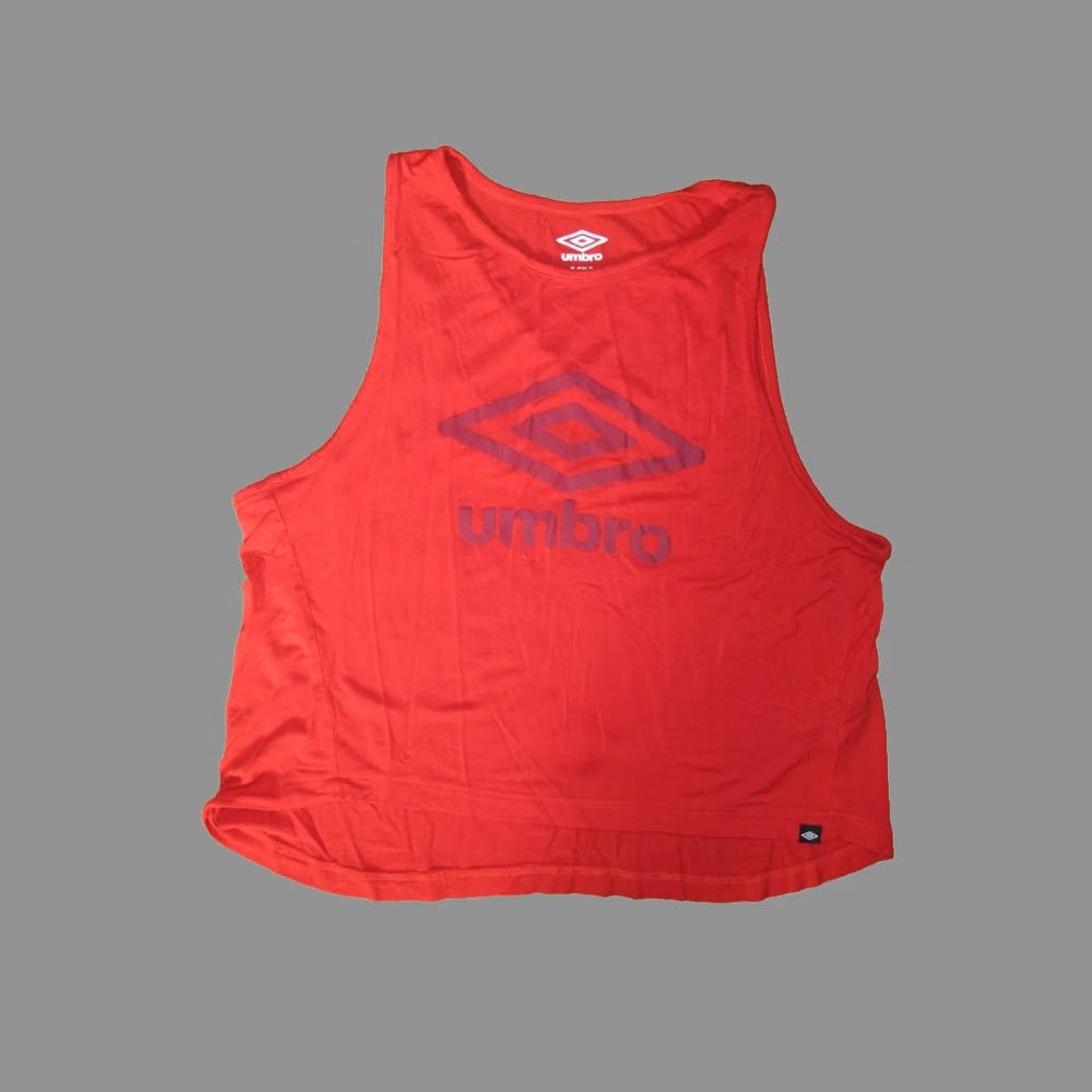 Umbro Umbro Tank Top Womens PS Red Rayon Logo Print Sleeveless Round Neck Shirts Onesie? Size S / US 4 / IT 40 - 1 Thumbnail