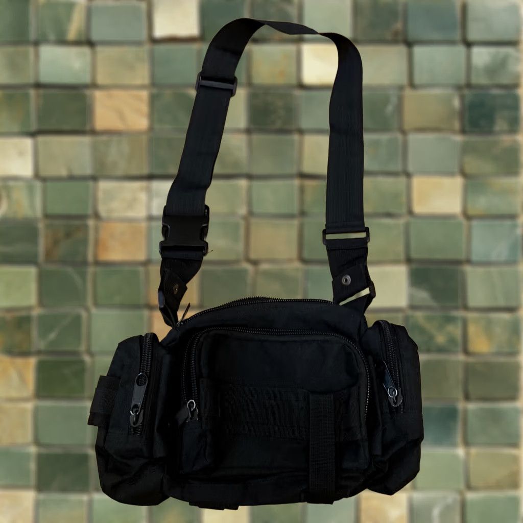 Vintage Tactical Black Waist Fanny Pack Pouch Zip Compartments Unisex Military Belt Bag Water Resistant adjustable Strap Phone Pocket Sport Outdoor Men Size ONE SIZE - 1 Thumbnail