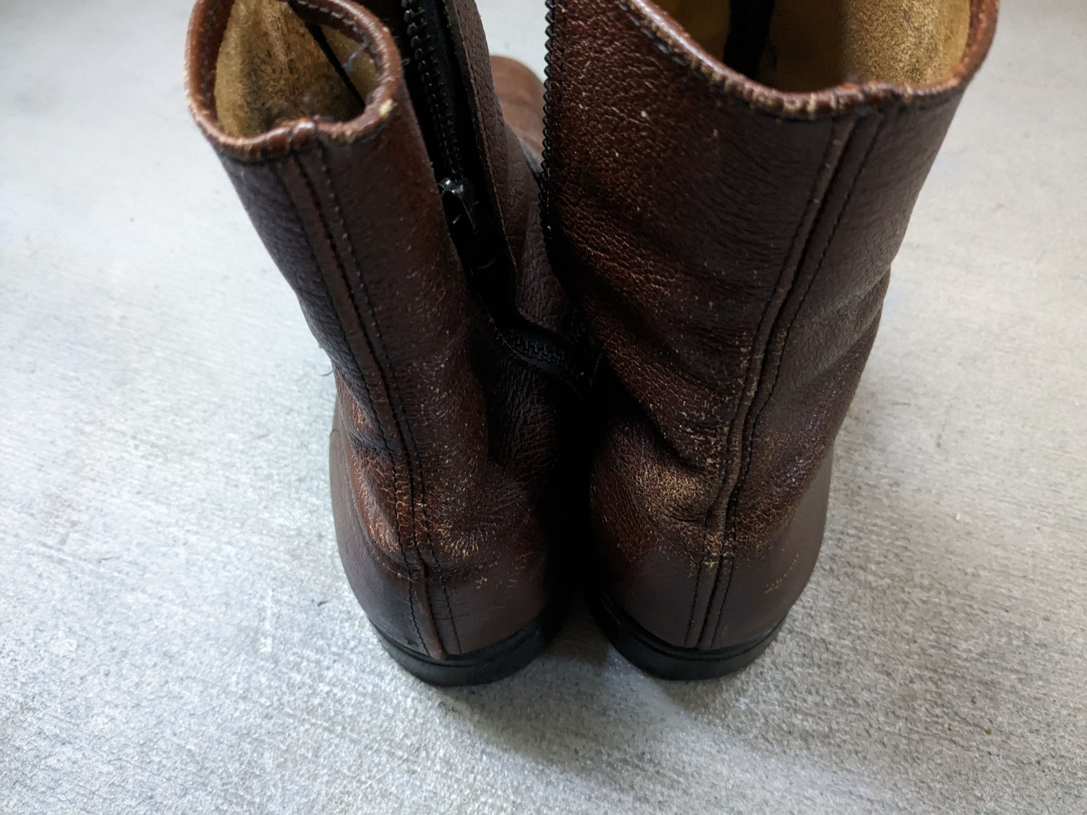 Genuine Leather Vintage Leather Side Zip Boots Brown 8.5 Buckle Botas Size US 8.5 / EU 41-42 - 11 Thumbnail