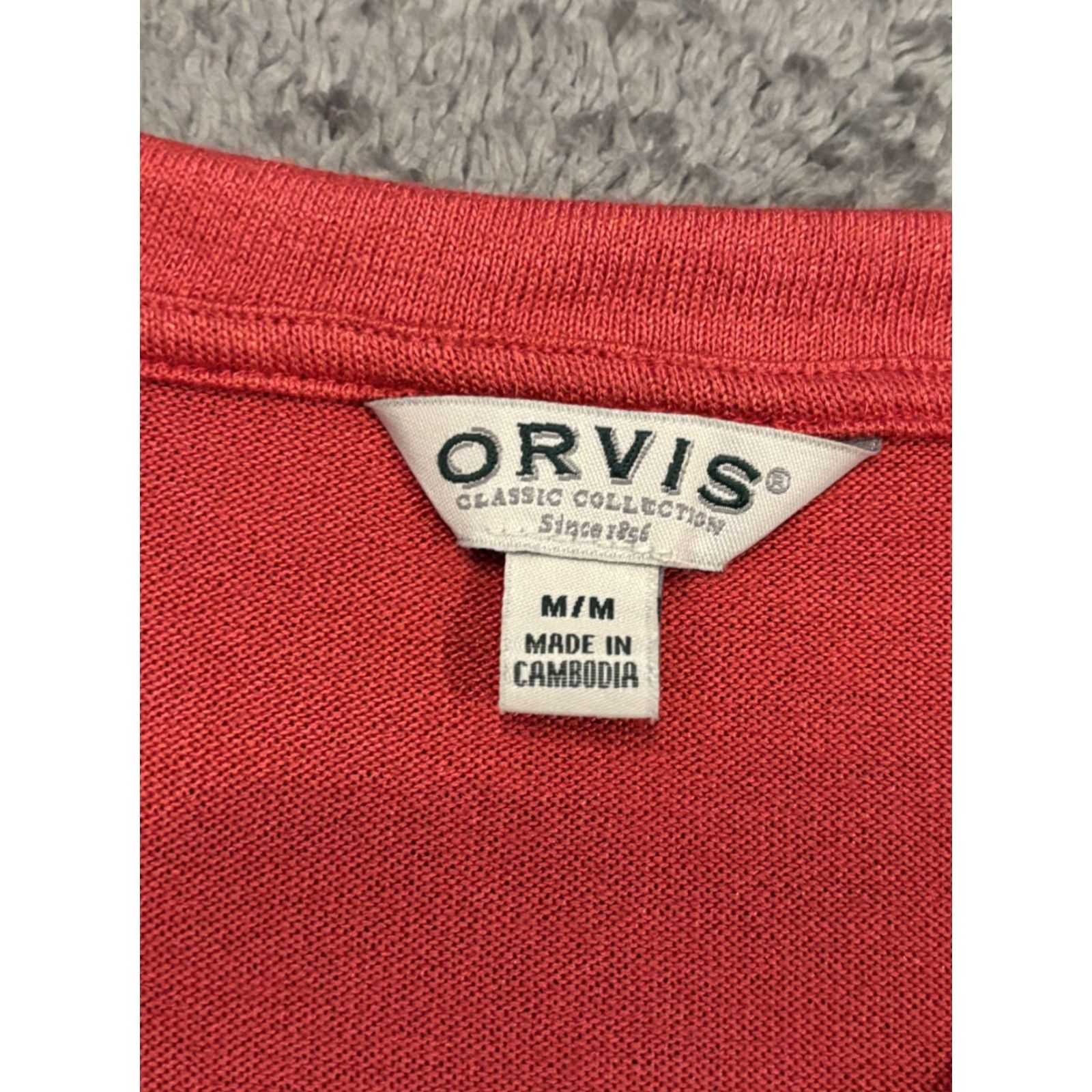 Orvis ORVIS T-Shirt Womens Medium Coral Fine Knit Top V Neck Ladies Short Sleeve Shirt Size M / US 6-8 / IT 42-44 - 2 Thumbnail