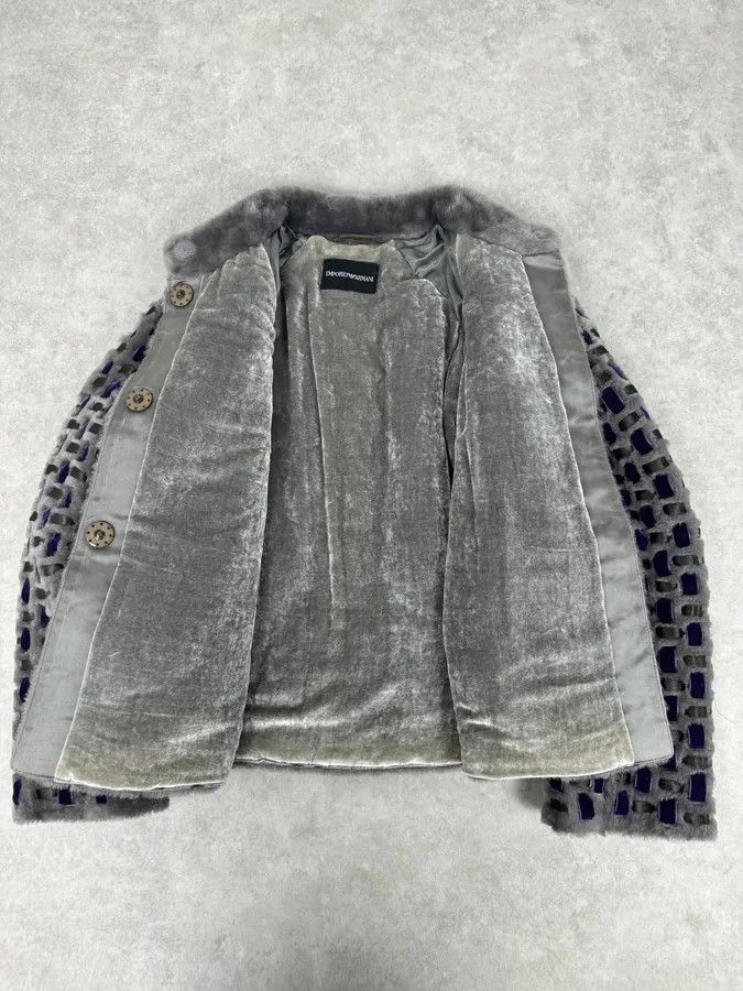Emporio Armani Emporio Armani Purple & Grey Waffled Velvet Contemporary Jacket Size M / US 6-8 / IT 42-44 - 7 Thumbnail