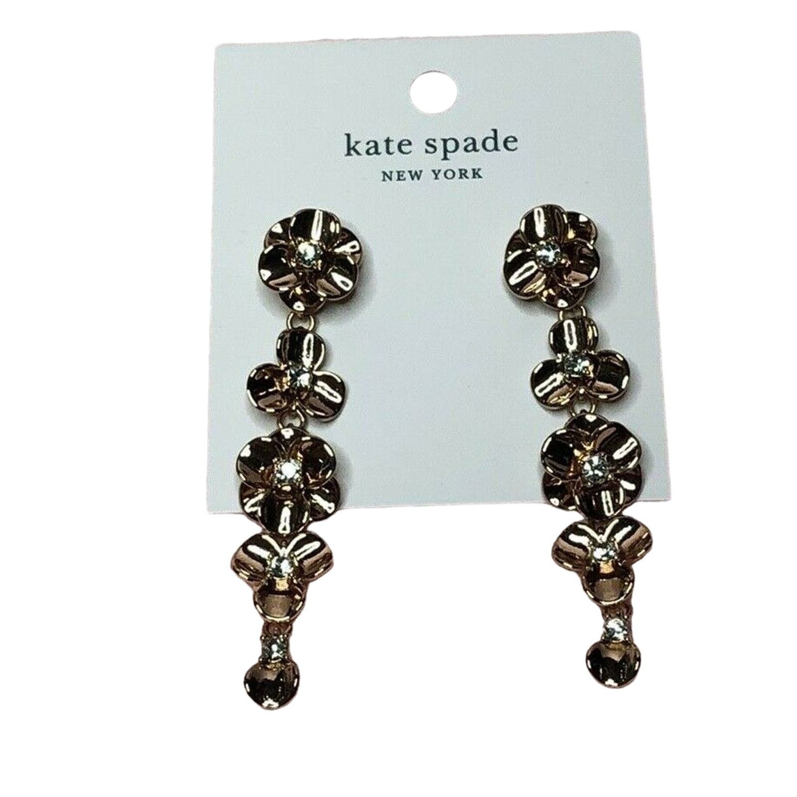 Kate Spade Kate Spade Shine On Flower Linear Earrings Rose Gold Plated Size ONE SIZE - 1 Thumbnail