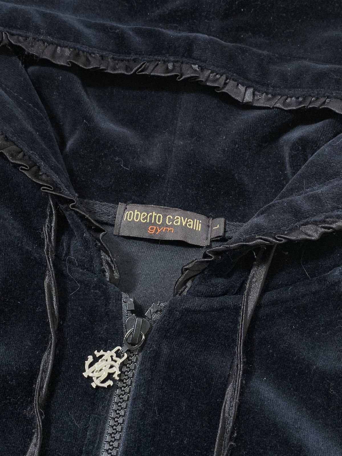 Just Cavalli VINTAGE VELOUR ROBERTO CAVALLI GYM Y2K ZIP UP HOODIE Size L / US 10 / IT 46 - 7 Thumbnail