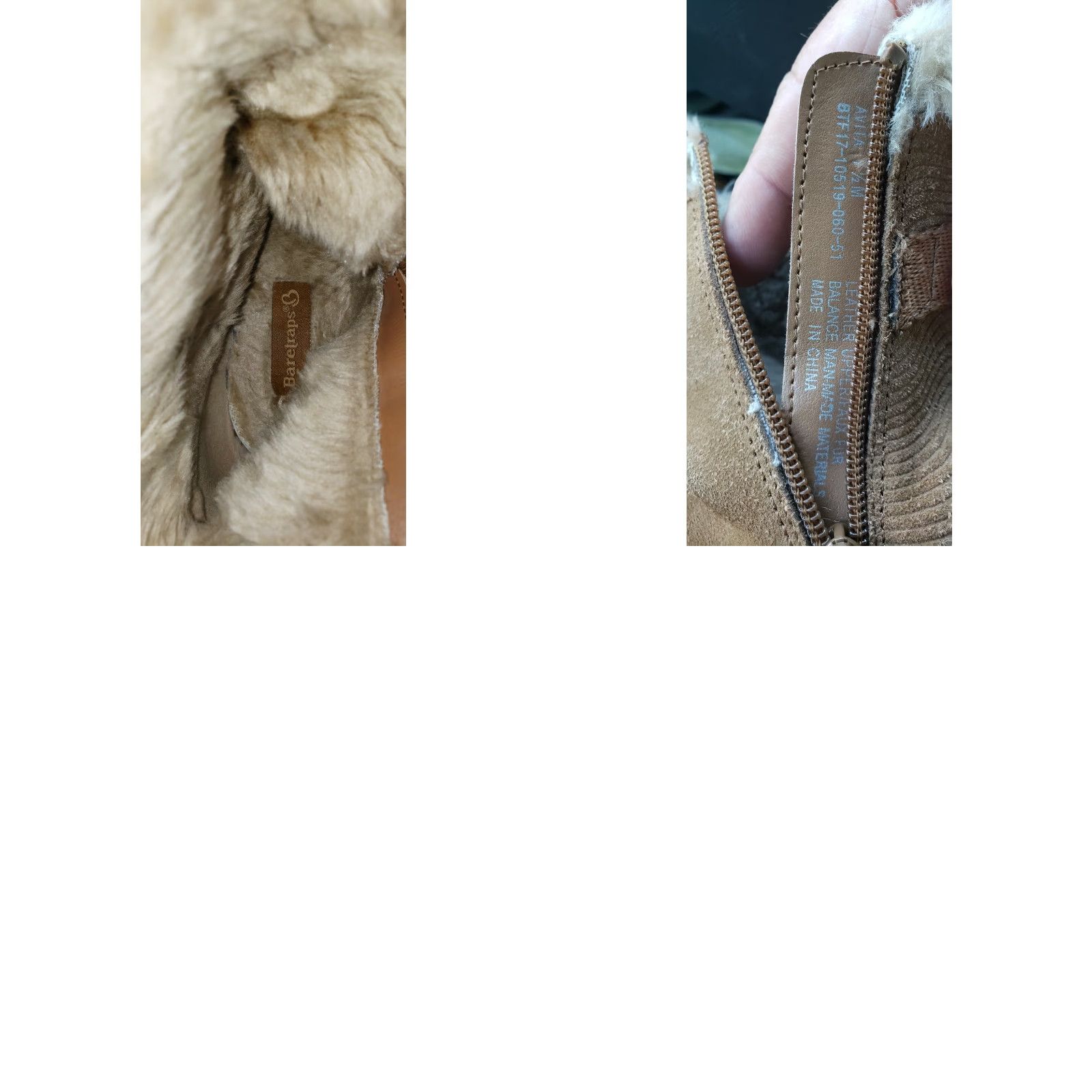 Vintage Bare Traps Avita Suede Ankle Bootie Women's Size 7.5M Tan Side Zip Faux Fur Top So Size M / US 6-8 / IT 42-44 - 8 Thumbnail