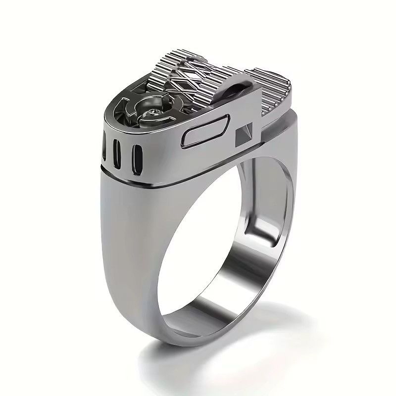 Vintage New Silver Punk Lighter Ring Size ONE SIZE - 1 Thumbnail