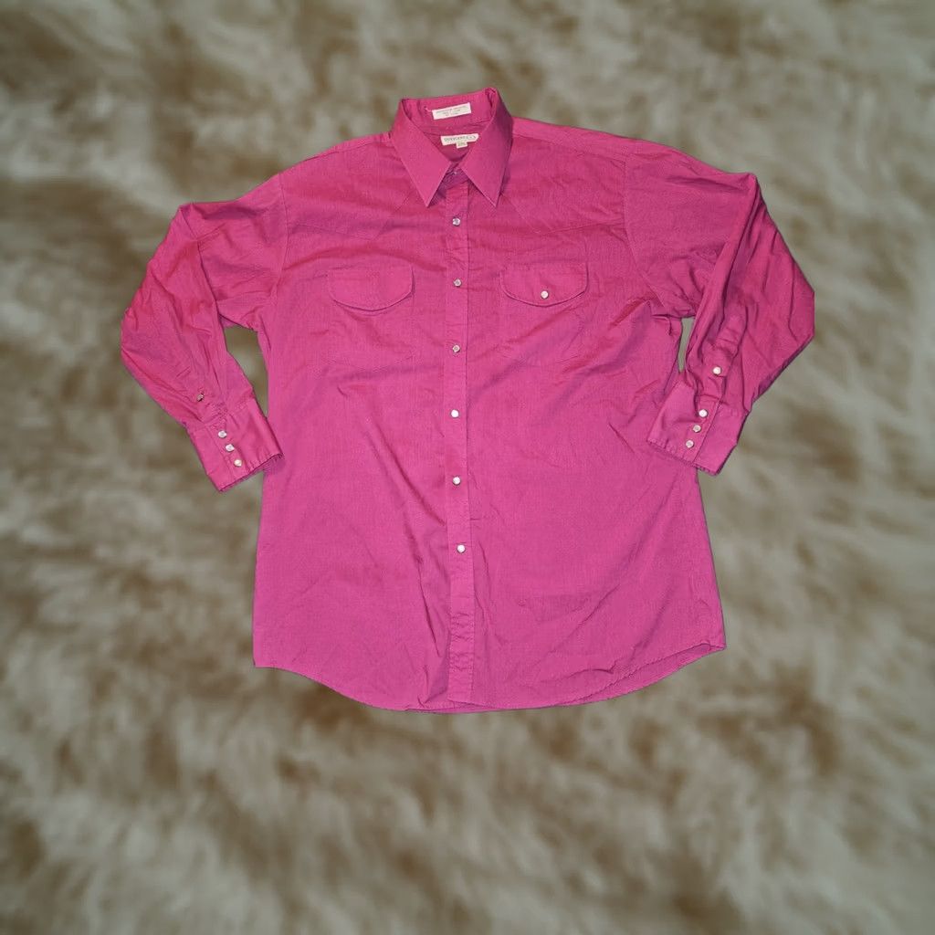Vintage VINTAGE Sheplers Western Pearl Snap Shirt Men 16.5 33 Magenta Long Sleeve Pink Button-Up Size US XL / EU 56 / 4 - 1 Thumbnail