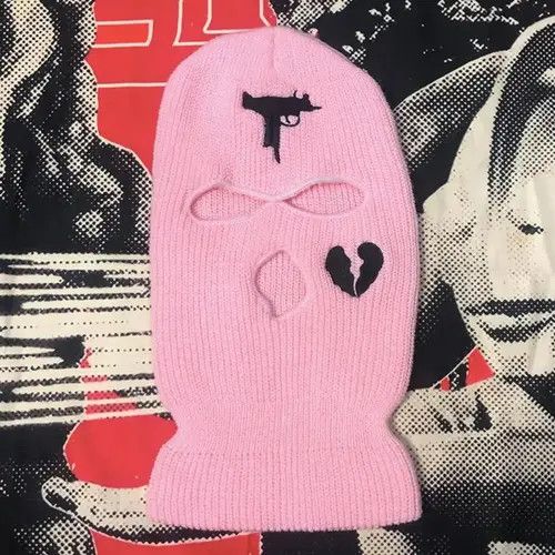 VIBE Embroidered Balaclava Ski Mask Head Facemask Pink Color Size ONE SIZE - 8 Thumbnail