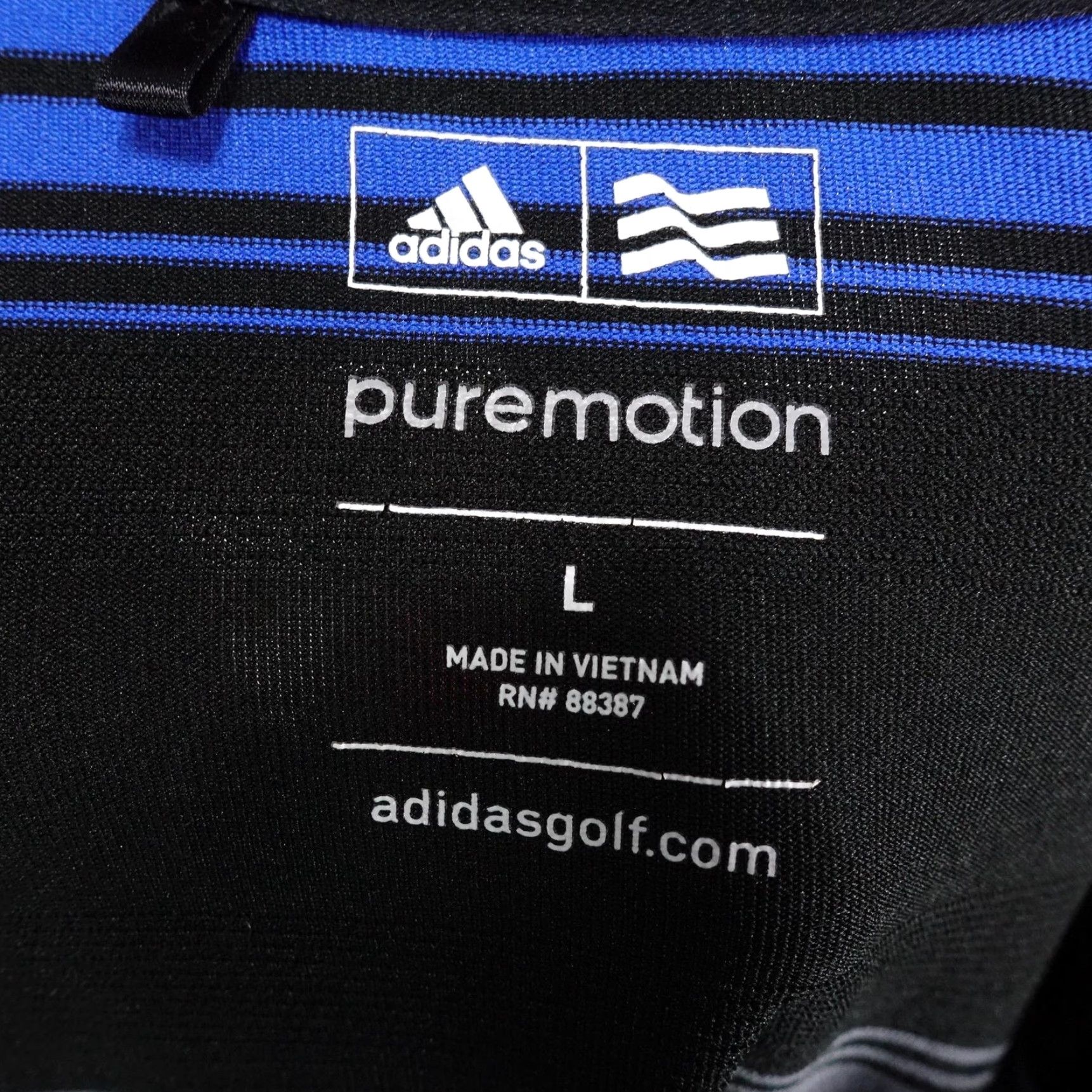 Adidas Adidas Polo Shirt Mens L Black Blue Stripe Puremotion Golf Performance Stretch Shirt Size US L / EU 52-54 / 3 - 6 Thumbnail