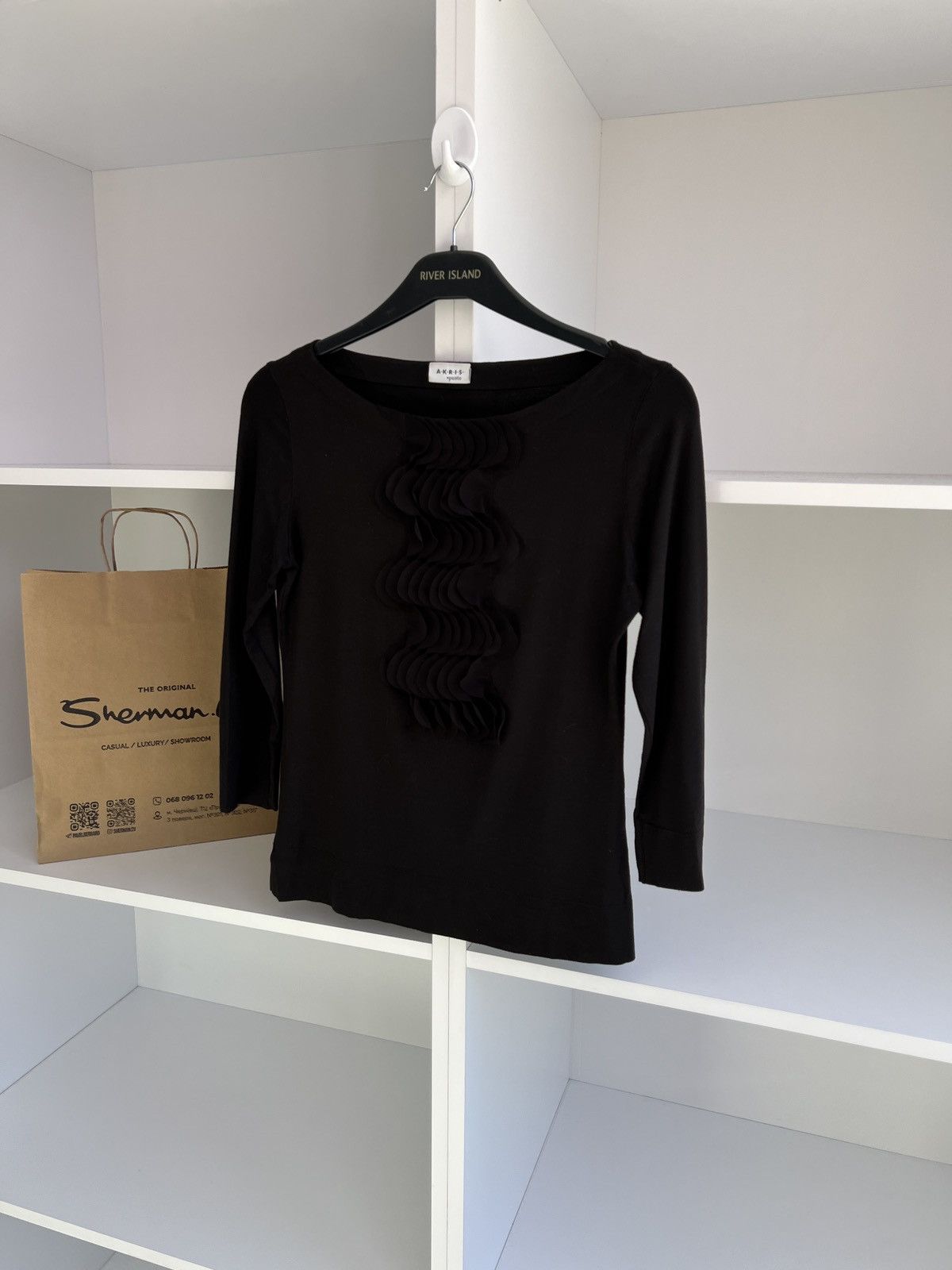 Akris × Designer × Vintage Vintage Akris Women's Black Blouse Size XS / US 0-2 / IT 36-38 - 4 Thumbnail
