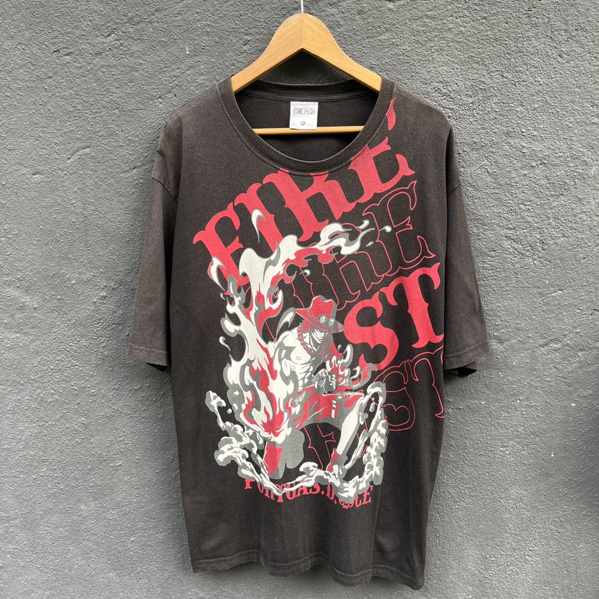 Anime Thrashed Faded Ace One Piece Anima Tee Size US XL / EU 56 / 4 - 1 Thumbnail