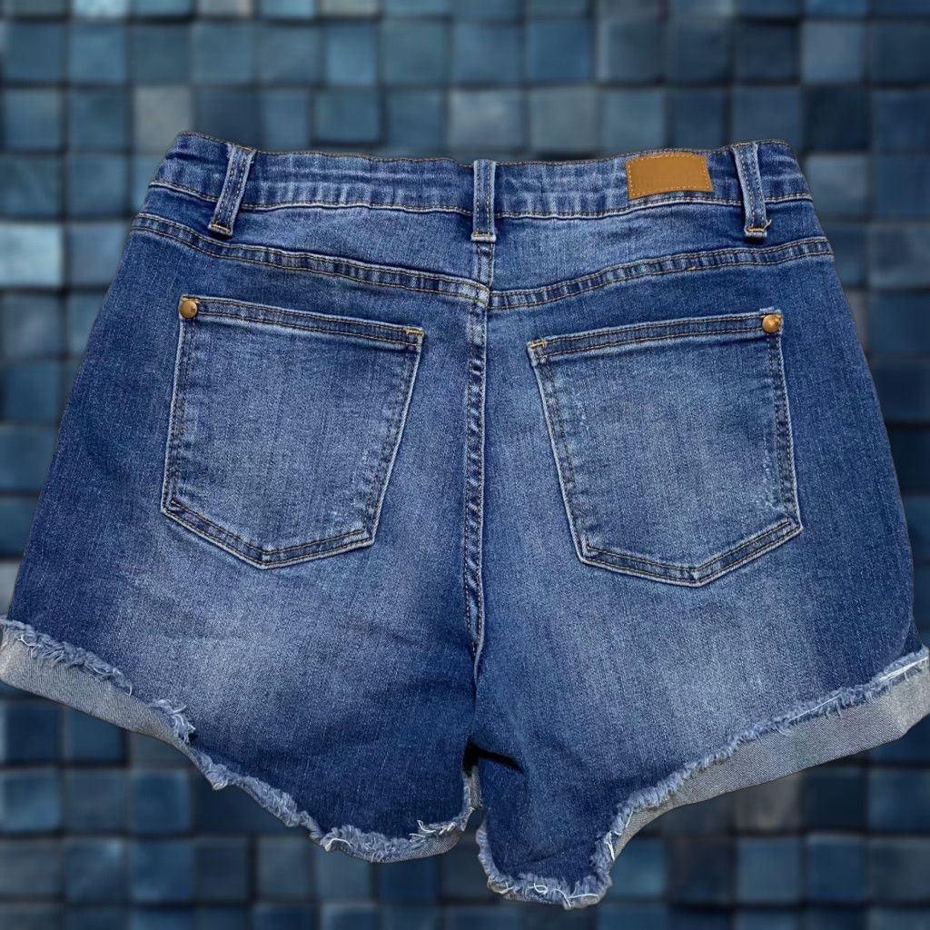 Denime Judy Blue Womens 27 Jeans Shorts Blue Denim Mid Rise Inseam 3" Distressed Casual Summer Everyday Regular Women Size 27" / US 4 / IT 40 - 1 Thumbnail