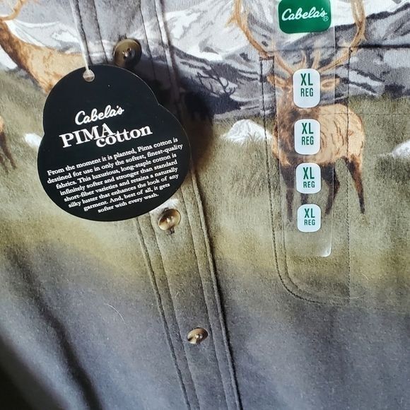 Other Cabela's Y2K Pima Cotton Flannel Grey Elk Printed Chamois LS Size US XL / EU 56 / 4 - 3 Thumbnail