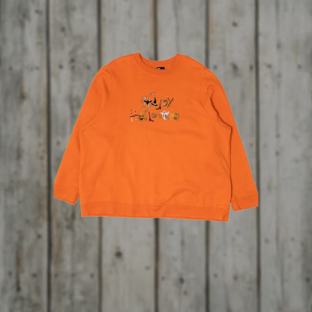 Vintage VINTAGE Orange Happy Halloween Sweatshirt XX-Large 1990s Size US XXL / EU 58 / 5 - 1 Thumbnail
