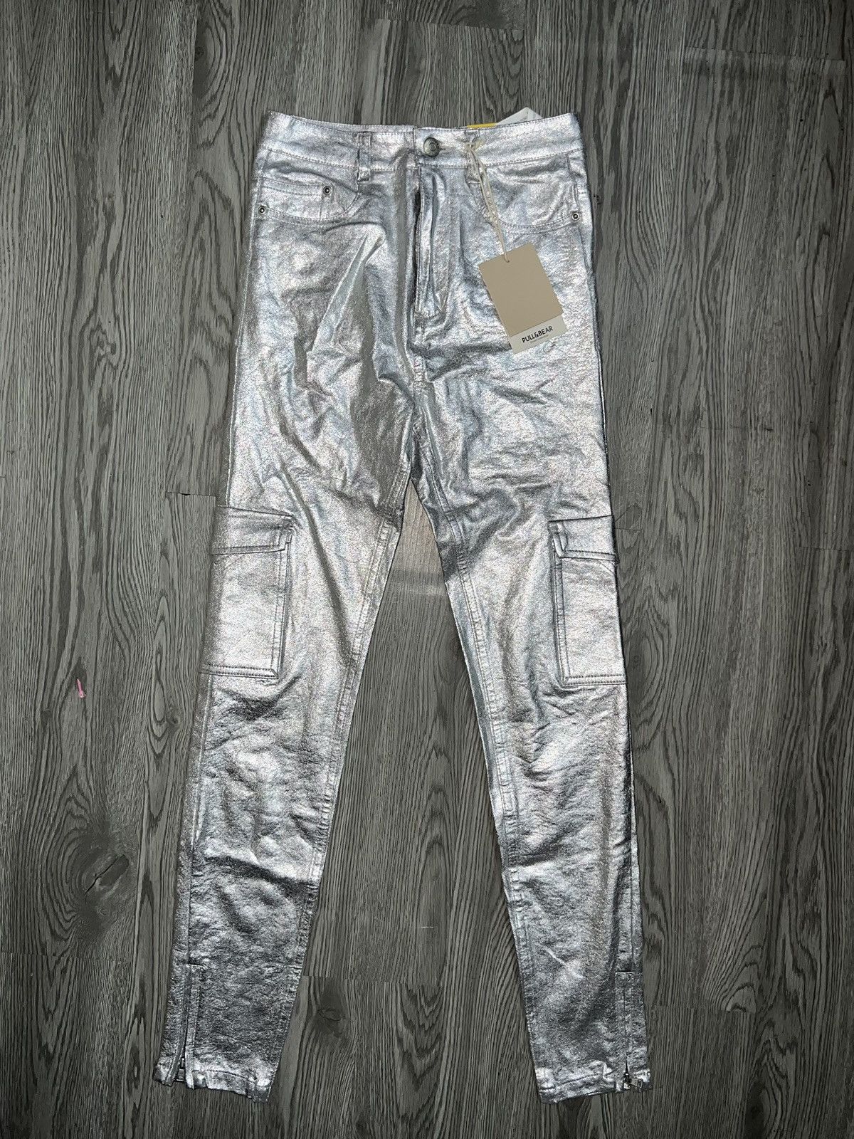 Designer Y2k pull&bear silver skinny pants 🪩💗 Size 24" / US 00 / IT 34 - 1 Thumbnail