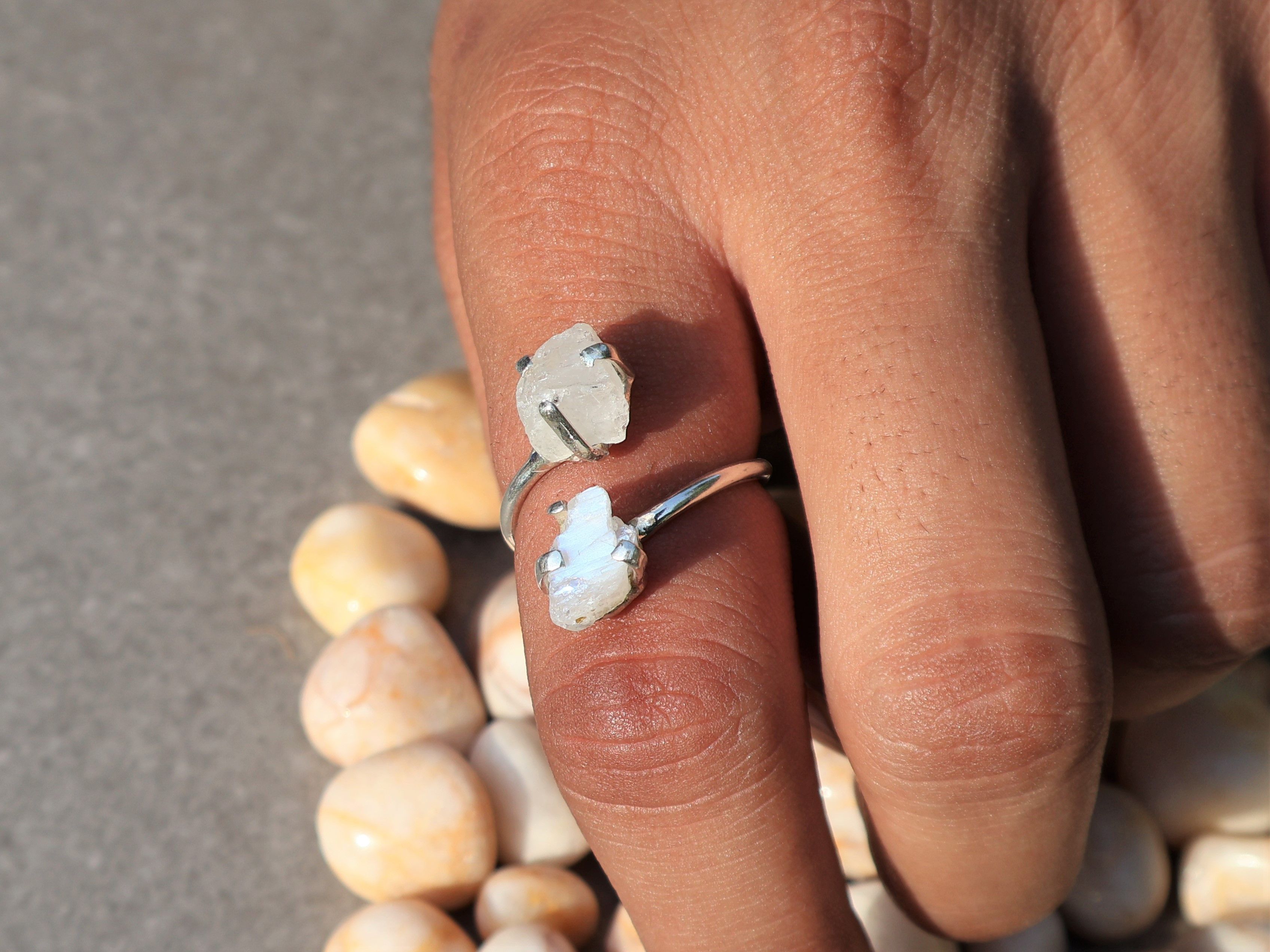 Handmade Raw Moonstone Ring, Handmade Ring, 925 Sterling Silver, Size ONE SIZE - 8 Thumbnail