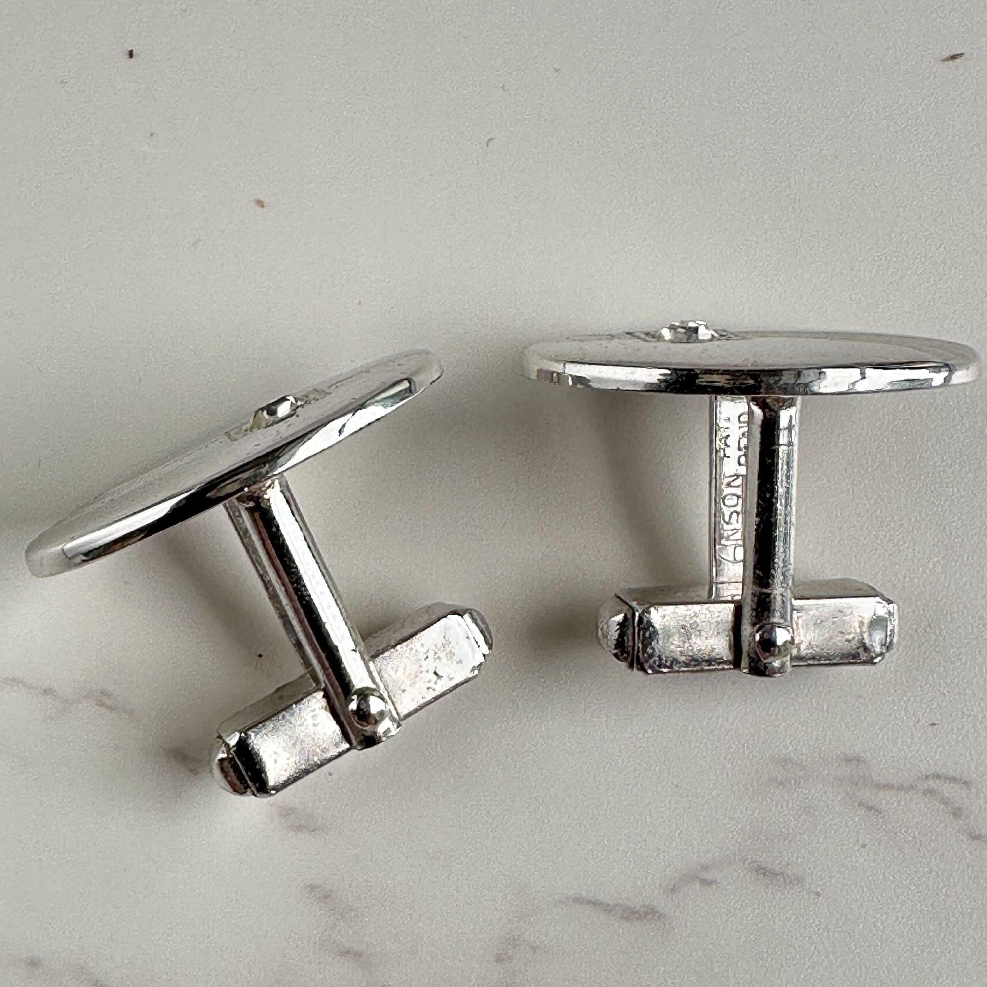 Vintage Anson Vintage Cufflinks Oval Rhinestone Silver Tone Size ONE SIZE - 8 Thumbnail