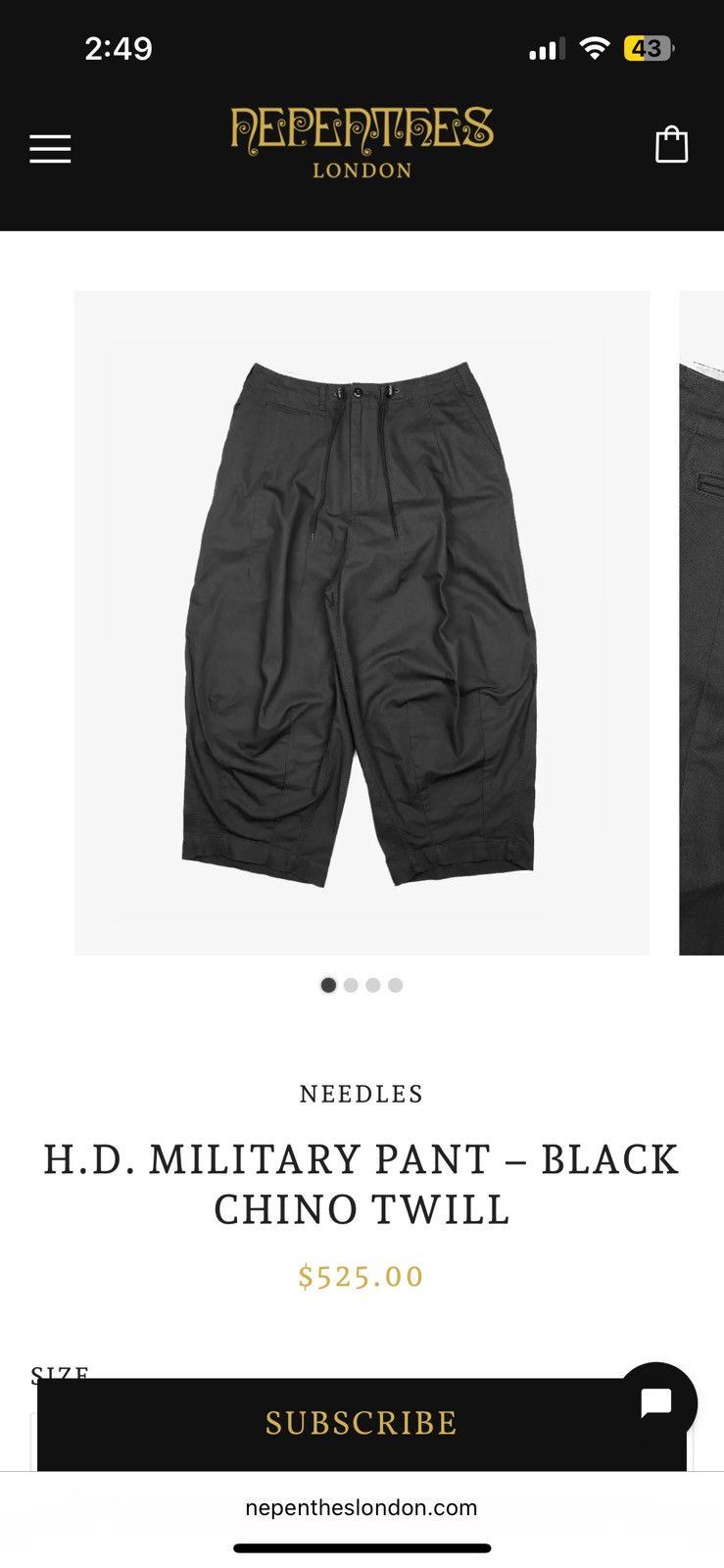 Needles NEEDLES ‘H.D. MILITARY PANT’ - Black Twill Size US 30 / EU 46 - 7 Thumbnail