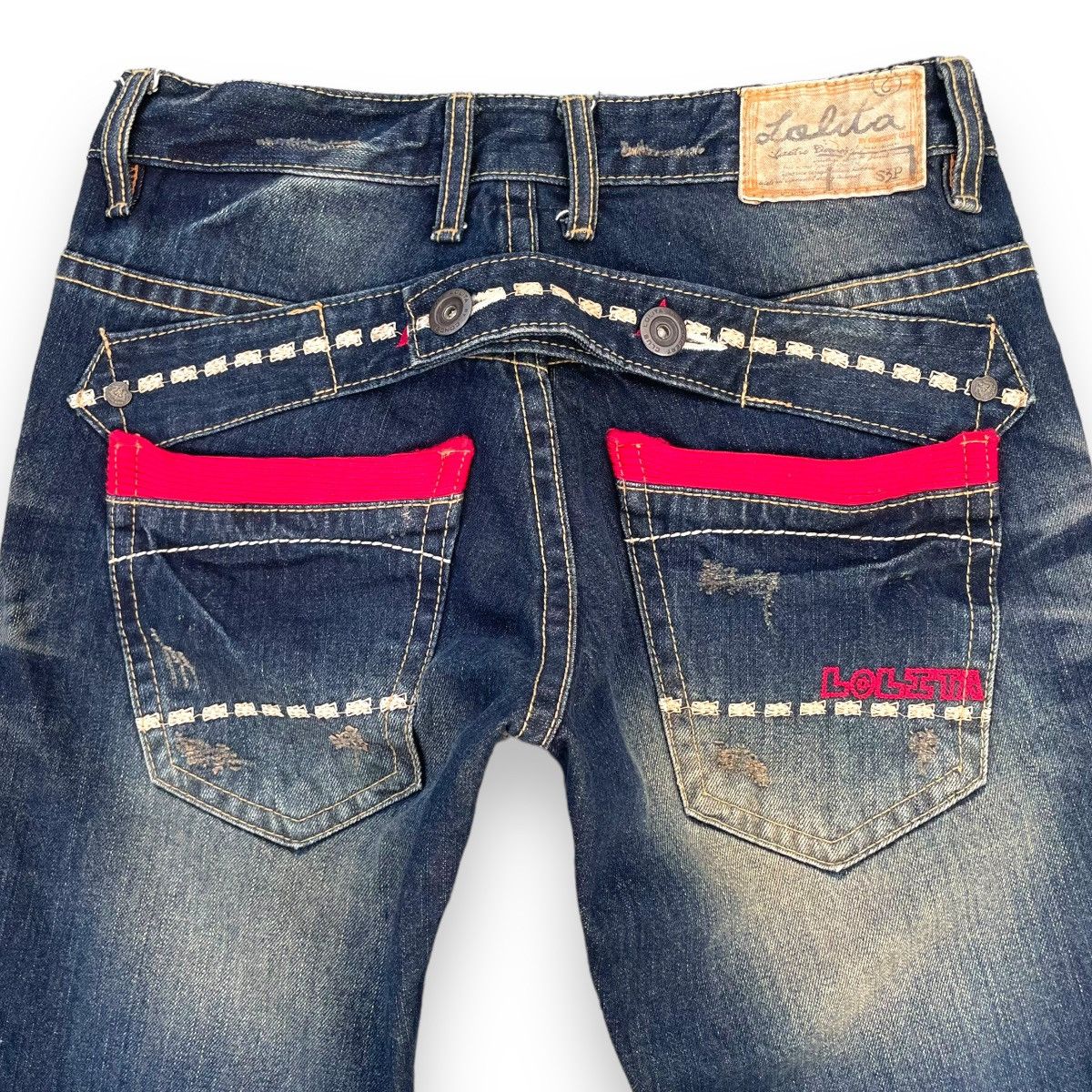 🇯🇵 VINTAGE LOLITA RUSTY WASHED BUCKLE DENIM PANTS