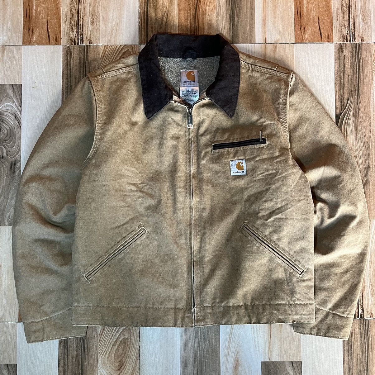 image of Crazy Vintage Faded 00S Carhartt Detroit Jacket Wj097 Cml in Camel, Men's (Size Small)