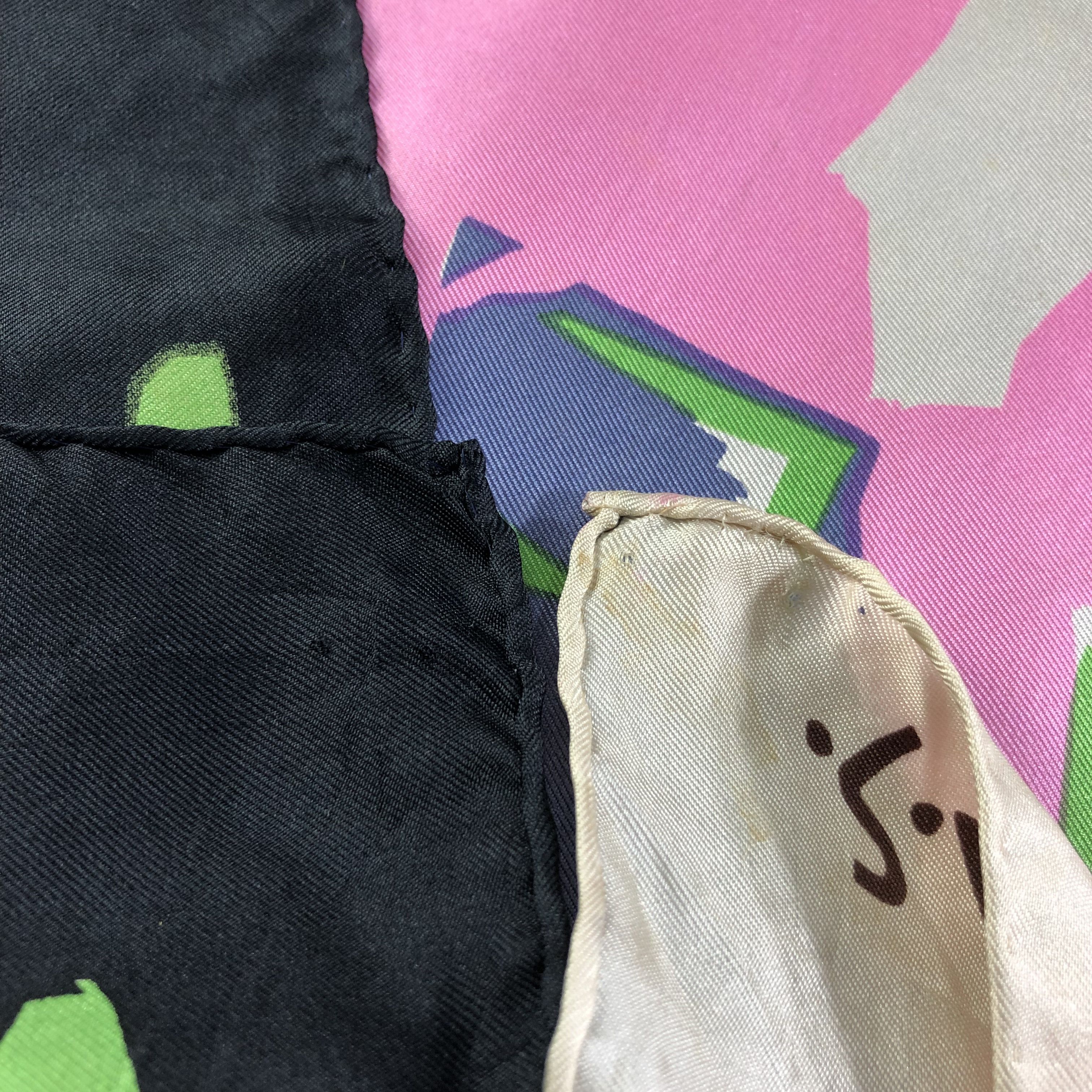 Vintage PAS Abstract Hand Rolled Silk Scarf M442 Size ONE SIZE - 4 Thumbnail