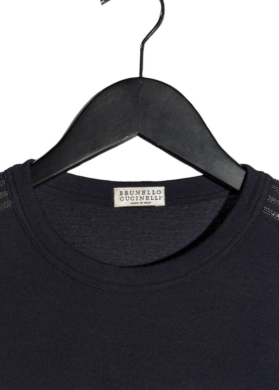 Brunello Cucinelli Brunello Cucinelli Navy Wool Monili Accent Midi Dress Size S / US 4 / IT 40 - 6 Thumbnail