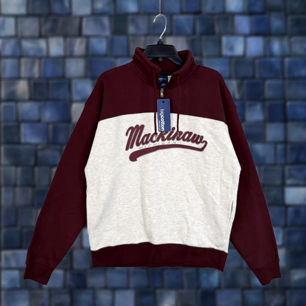 Vintage Mackinaw Michigan Red 1/4 Zip Sweatshirt Mens Large Fleece Pullover Graphic Print Zip Mock Neck Pullover | bigcotton Size US L / EU 52-54 / 3 - 1 Thumbnail