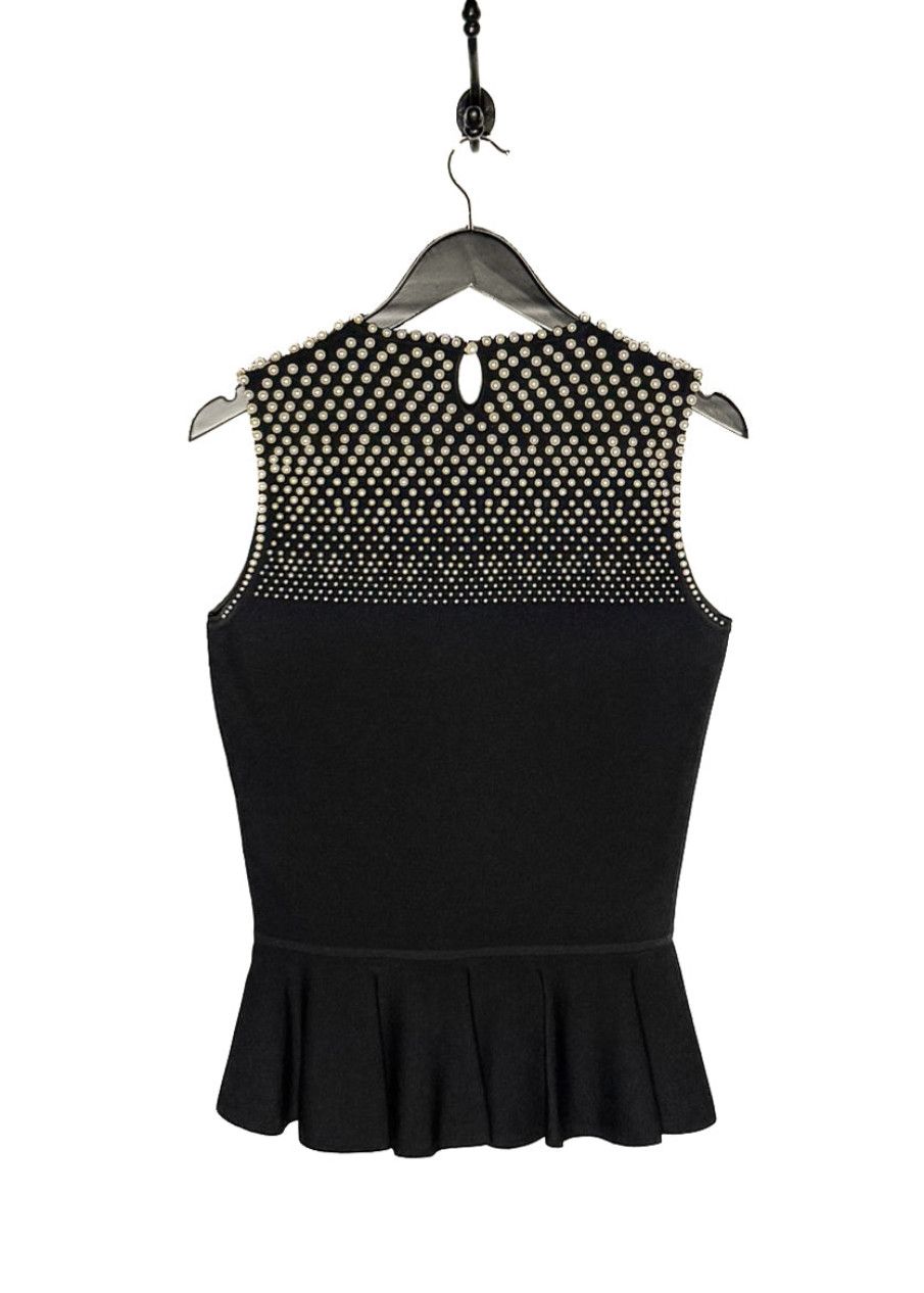 Alexander McQueen Alexander McQueen Pearls Accent Black Peplum Sleeveless Top Size L / US 10 / IT 46 - 6 Thumbnail