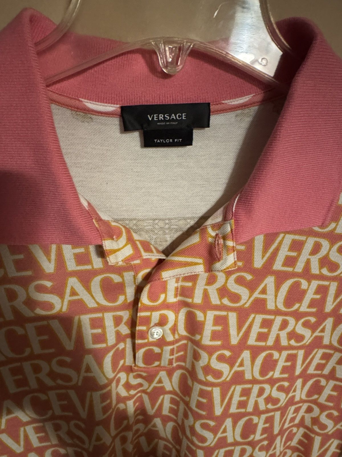 Versace Versace Logo-print Short-sleeve Polo Shirt In Pink Ivory Size US XL / EU 56 / 4 - 3 Thumbnail
