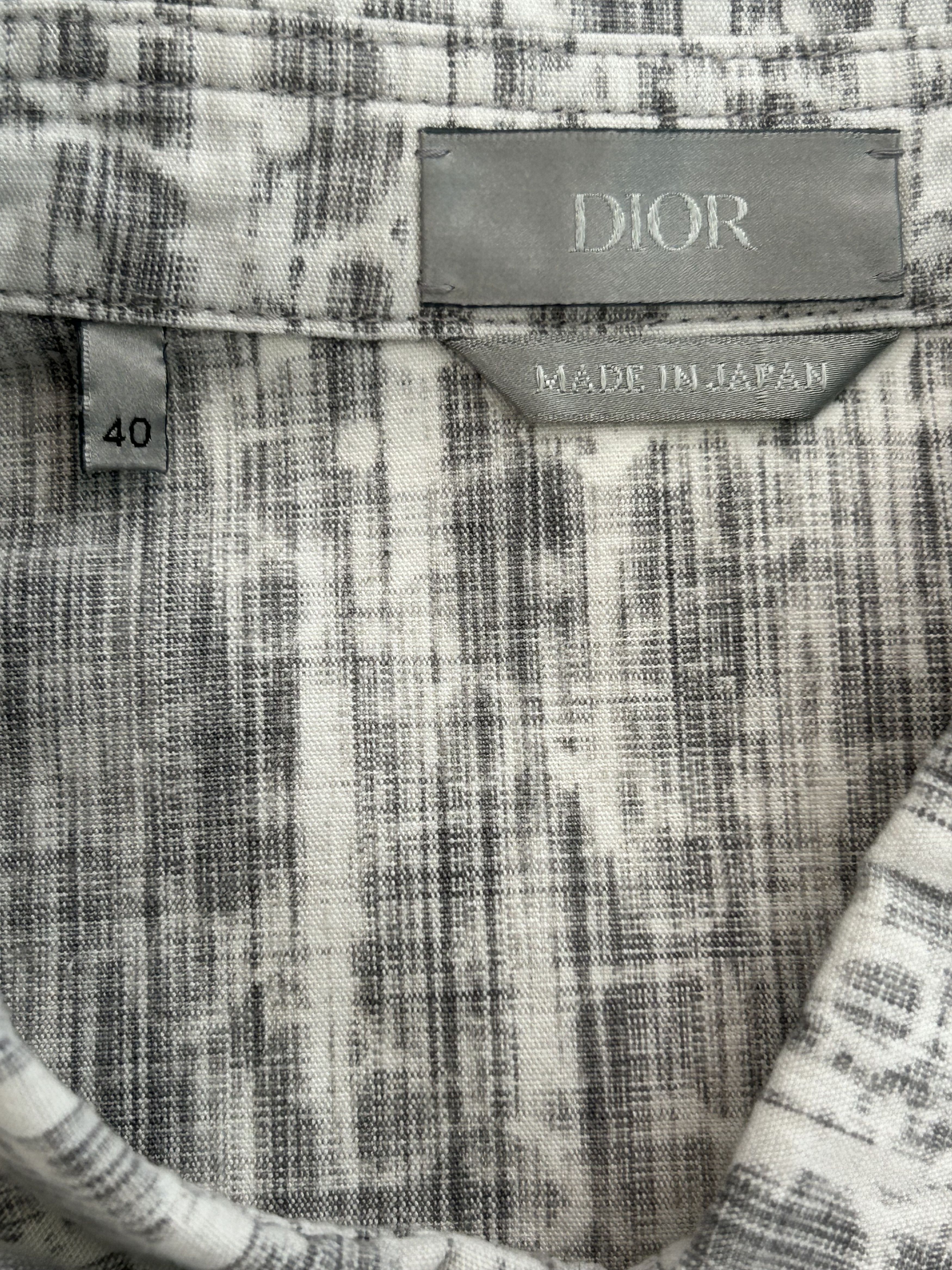Dior Dior Grey Oblique Distressed Button Up Shirt Size US M / EU 48-50 / 2 - 3 Thumbnail