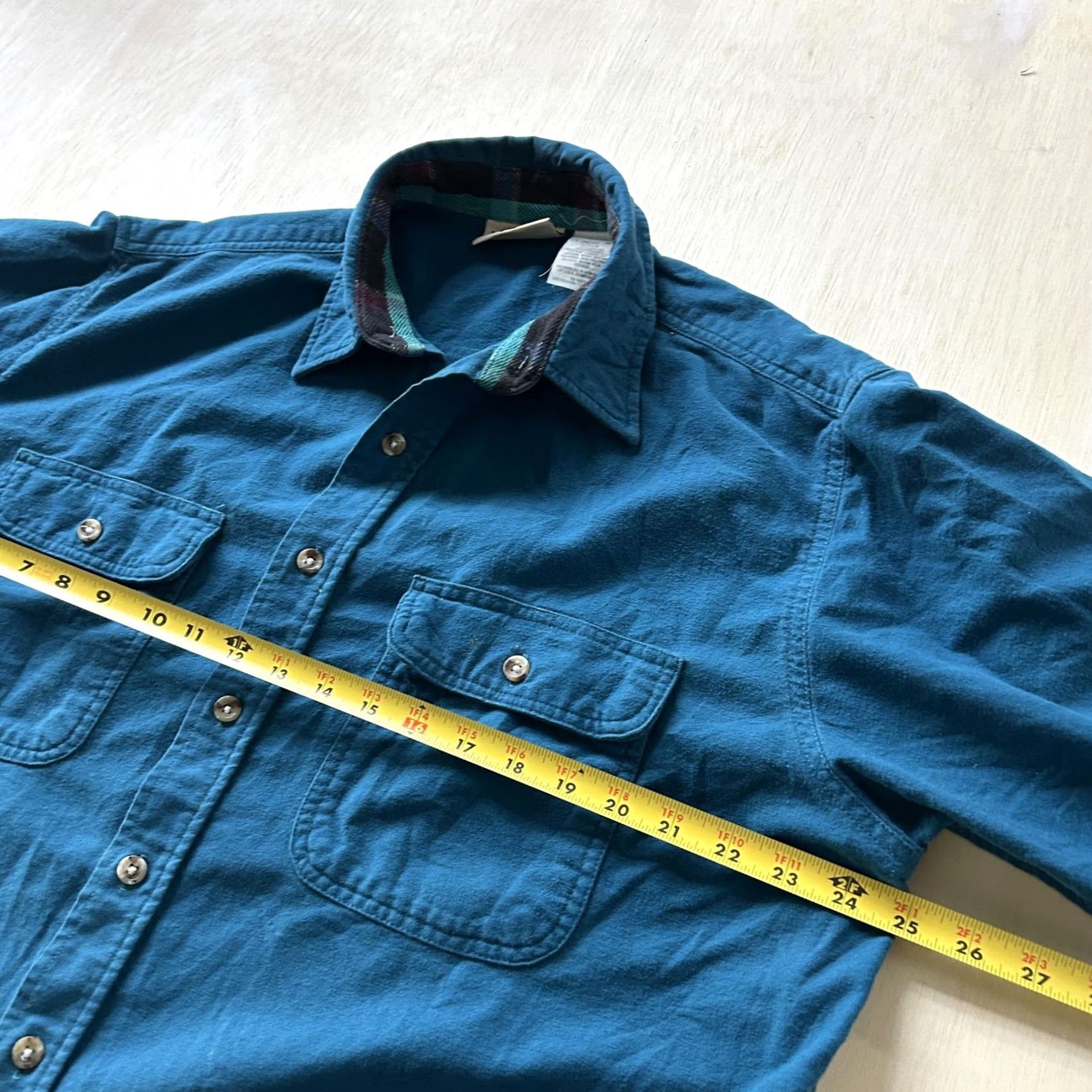 Vintage VINTAGE M. Fine & Sons Shirt Mens XLT Blue Solid Long Sleeve Button Up Workwear Size US XL / EU 56 / 4 - 3 Thumbnail