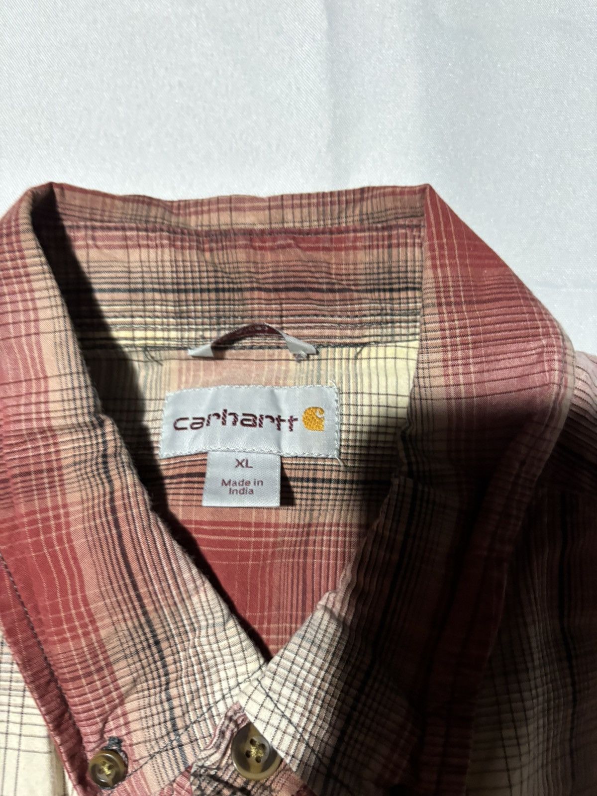 Carhartt Burgundy plaid Carhartt short sleeve boxy fit button up Size US XL / EU 56 / 4 - 3 Thumbnail