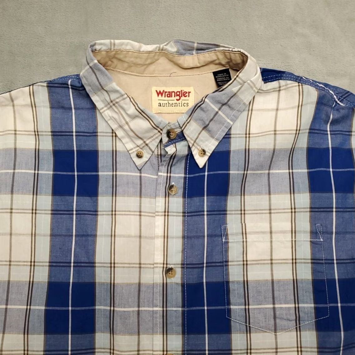 Wrangler Wrangler Shirt Mens XL Blue Plaid Western Short Sleeve Button Up Cowboy Rodeo Mens XL Western Shirt Size US XL / EU 56 / 4 - 2 Thumbnail