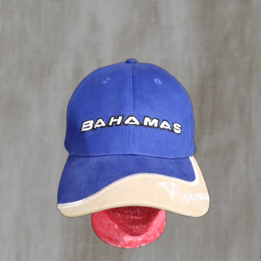 Vintage Bahamas Blue Tan Hat Strapback Embroidered Cap Adjustable Adult Beach Logo Cap Unisex Size ONE SIZE - 1 Thumbnail