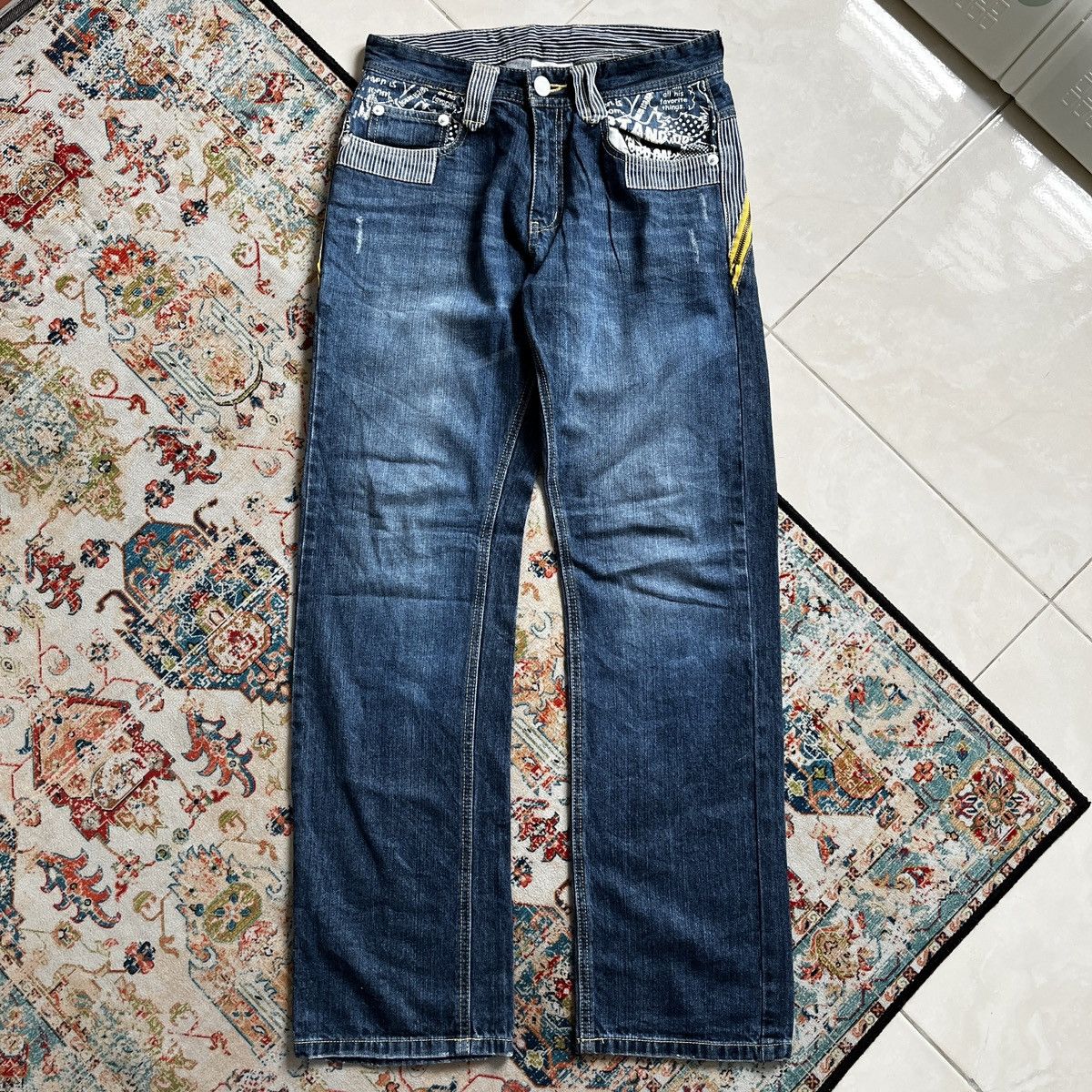 Japanese Brand Vintage Y2K Double focus denim pants Size US 29 - 1 Thumbnail