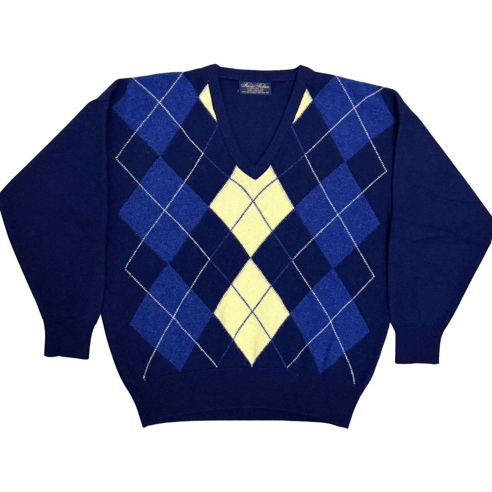 Brooks Brothers VINTAGE BROOKS BROTHERS 100% Lambswool Sweater Argyle Medium Size US M / EU 48-50 / 2 - 1 Thumbnail