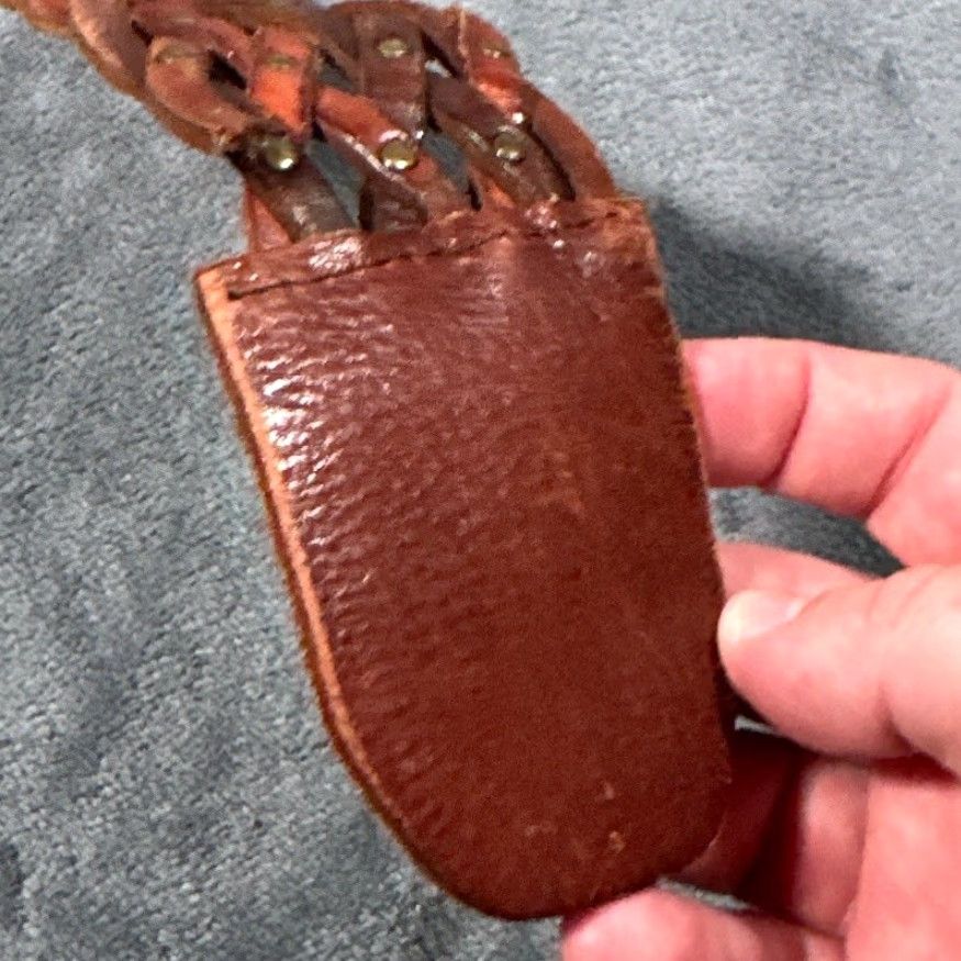 Fossil VINTAGE Fossil Leather Belt Women Large Wide Brass Studded Boho Woven Pattern Size ONE SIZE - 4 Thumbnail