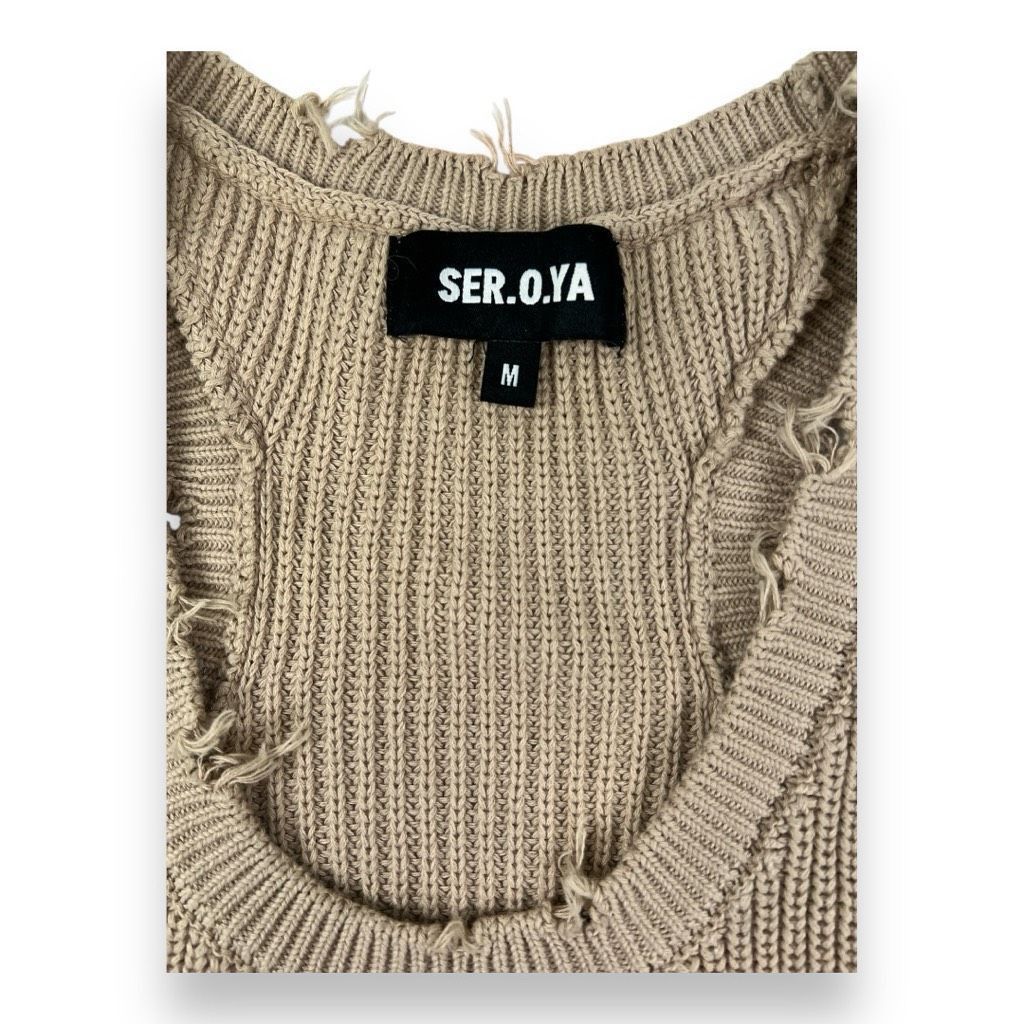 Other SER.OY.A Yonnit Tan Distressed Ribbed Knit Tank Top Dress Si Size M / US 6-8 / IT 42-44 - 6 Thumbnail
