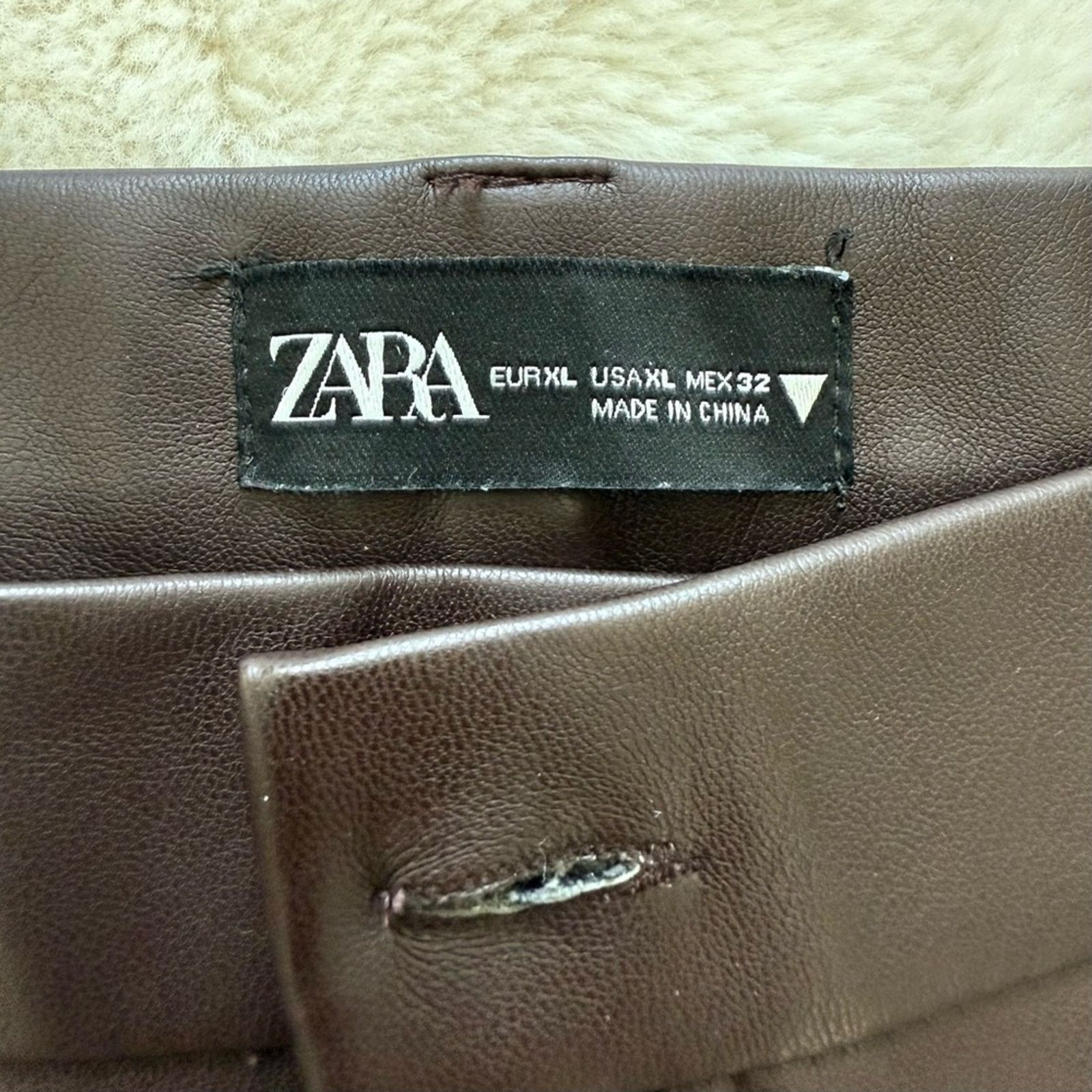 Zara NEW!!! Zara faux leather brown pants size XL Size 34" / US 12 / IT 48 - 4 Thumbnail