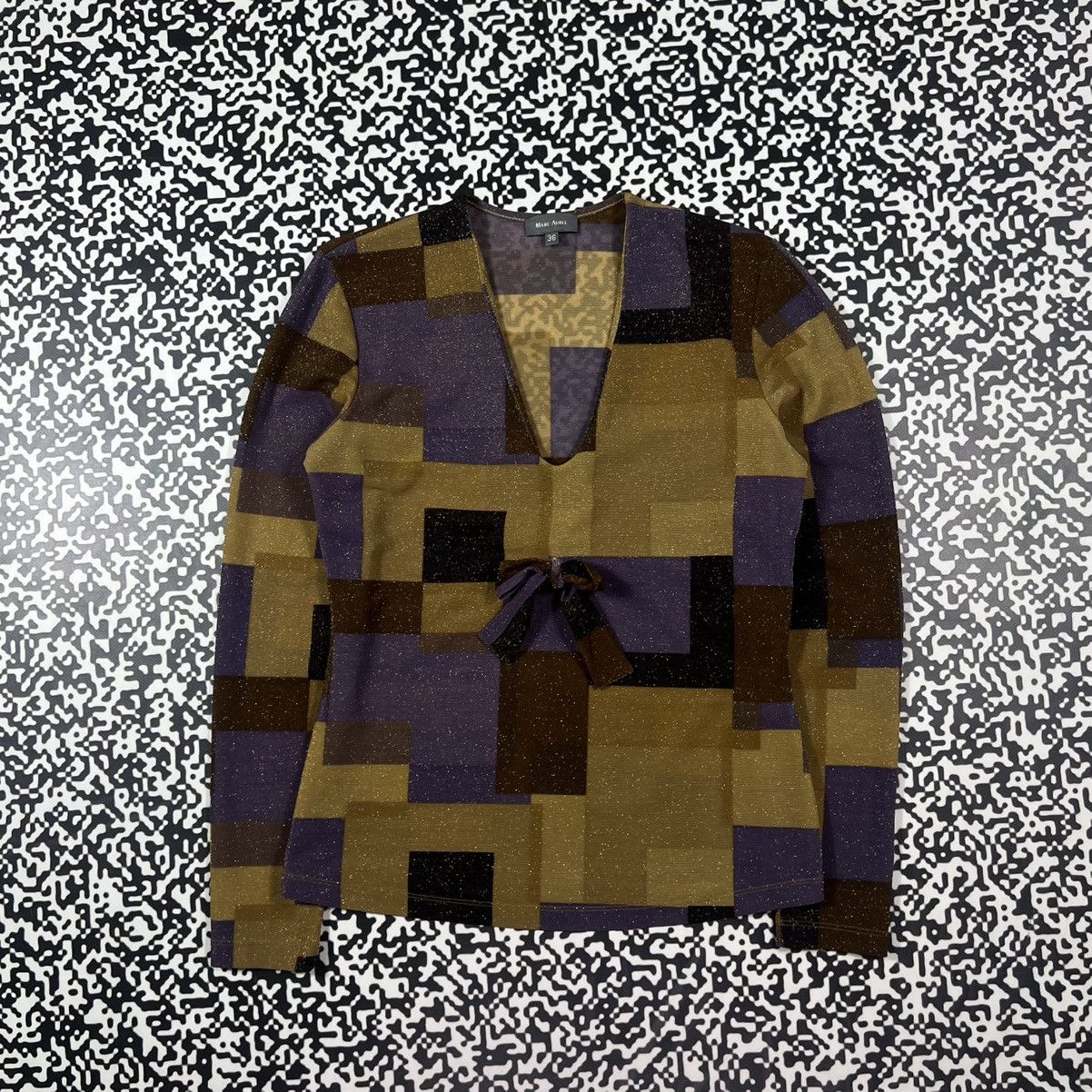 Japanese Brand Vintage Y2K Marc Aurel Checked Mesh Japanese Longsleeve Size S / US 4 / IT 40 - 4 Thumbnail