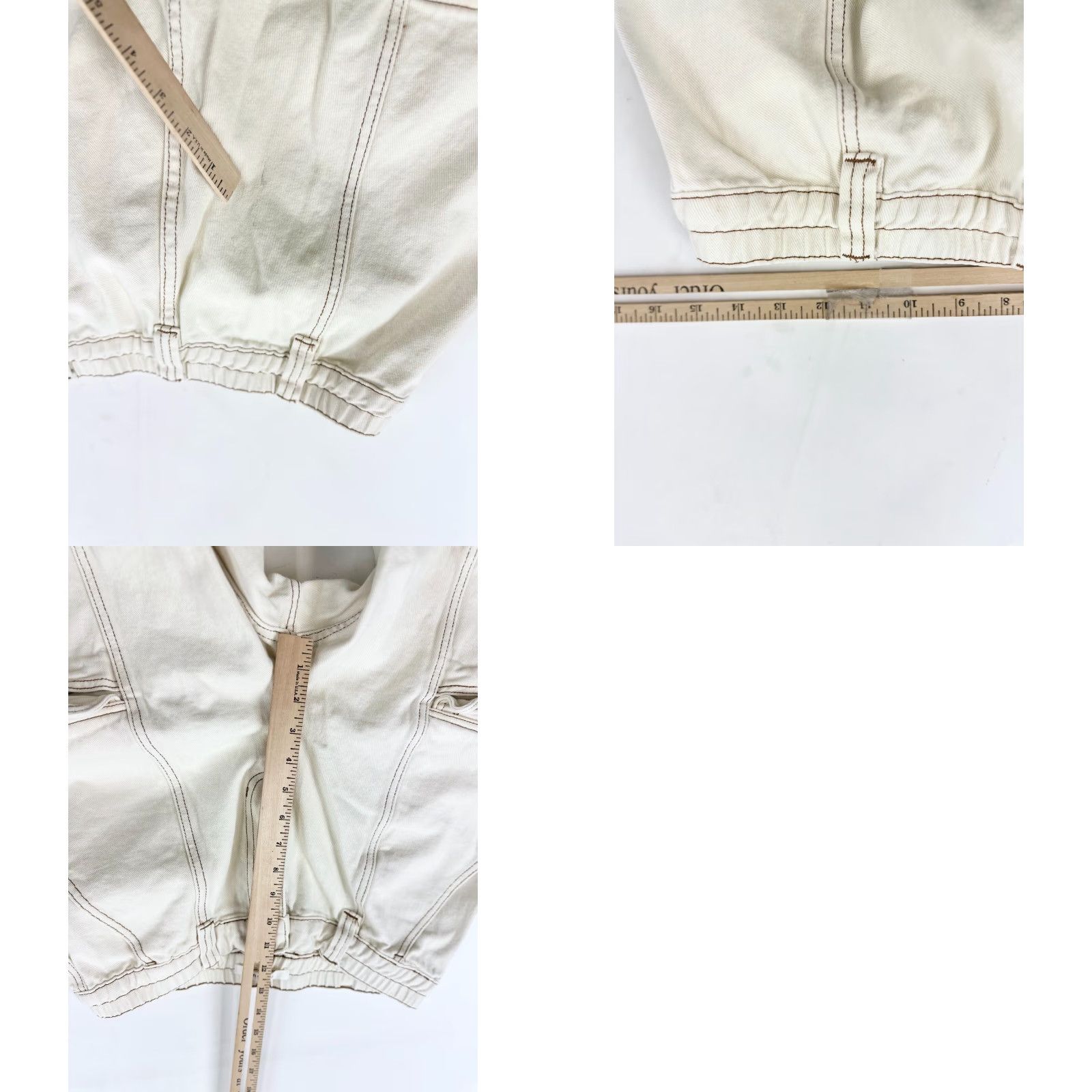 Pacsun PacSun Pants Womens Large Ivory Cargo Pocket Double Stitch Comfort Elastic Waist Pants Size 36" / US 14 / IT 50 - 8 Thumbnail