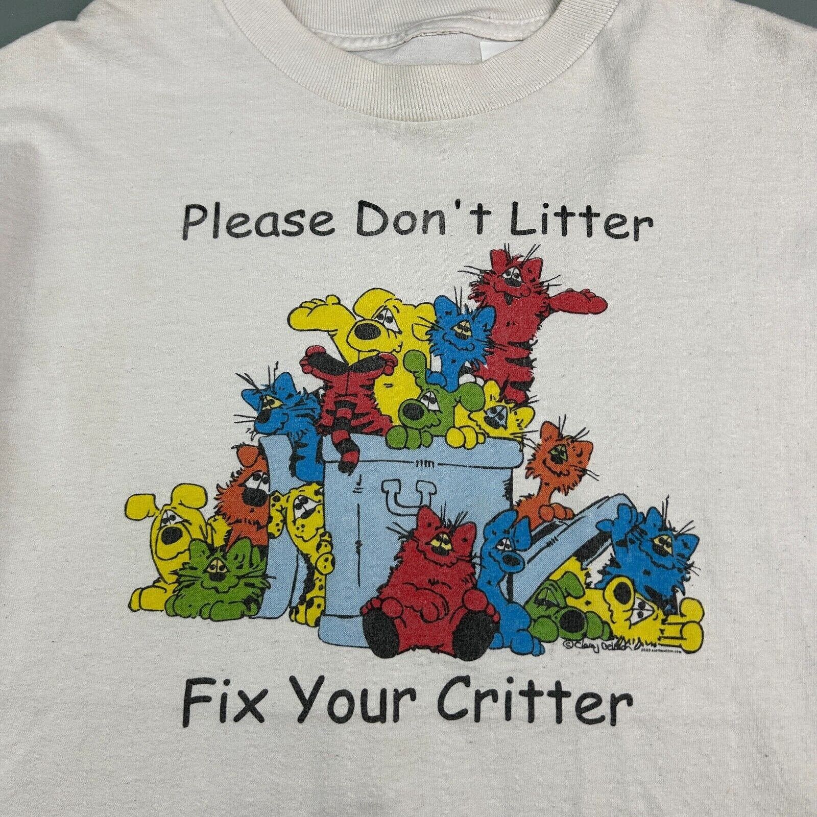 Vintage VINTAGE | Please Dont Litter Fix Your Critter T-Shirt sz M Size US M / EU 48-50 / 2 - 3 Thumbnail
