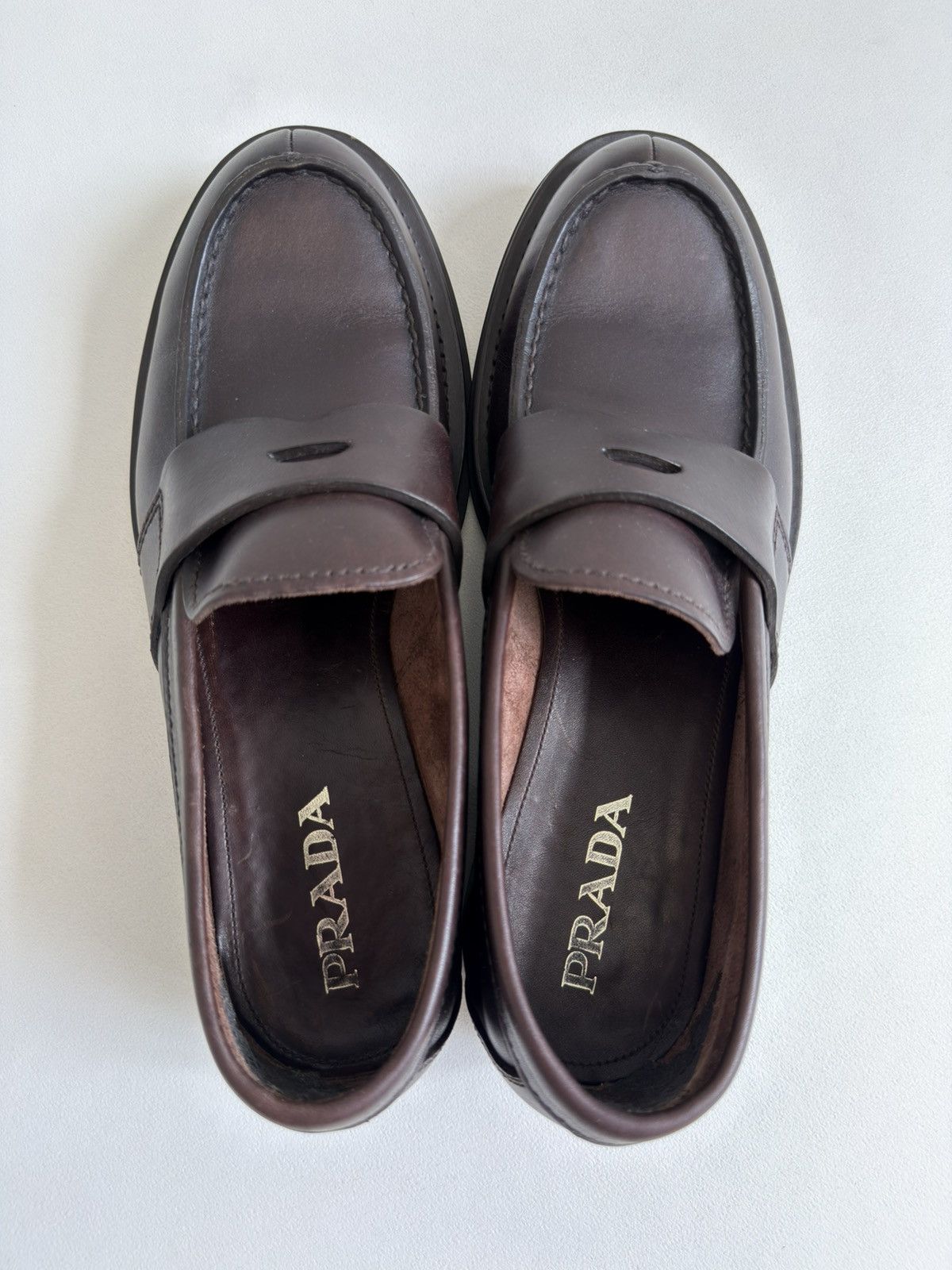 Prada Dark Brown Leather Chunky Loafers Size US 11 / EU 44 - 8 Thumbnail