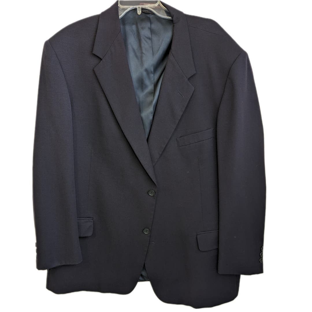 Evan Picone 48R Evan Picone Suit Jacket Wool Navy Blue Sport Coat | Grailed