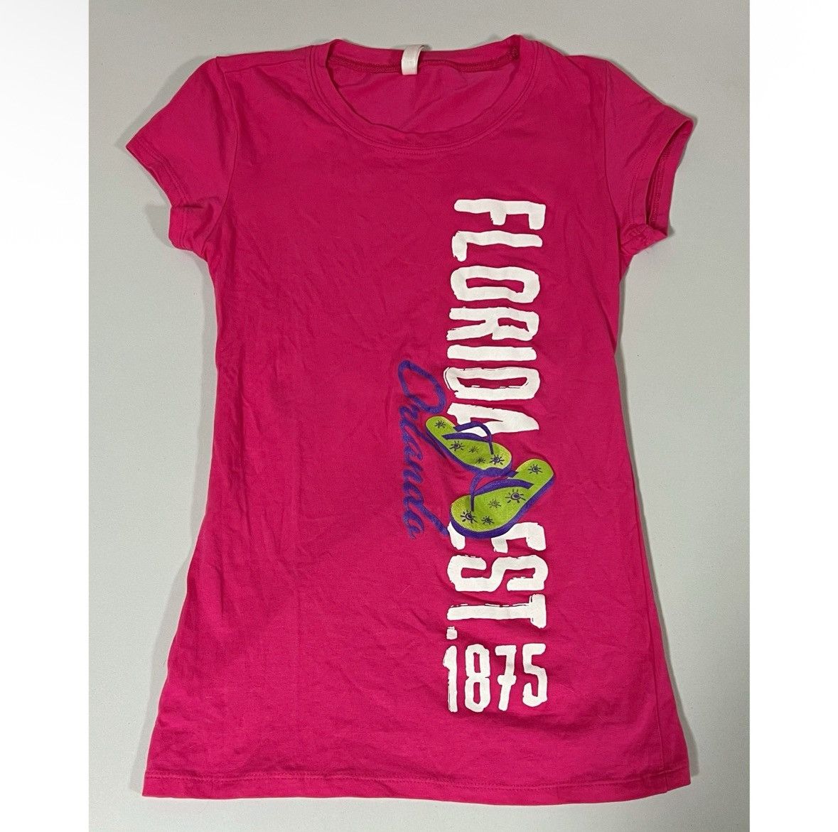 Vintage Pink ‘Orlando, FL’ Flip Flops Shirt Top Blouse Tee Size S 🩴✨ Size S / US 4 / IT 40 - 2 Thumbnail
