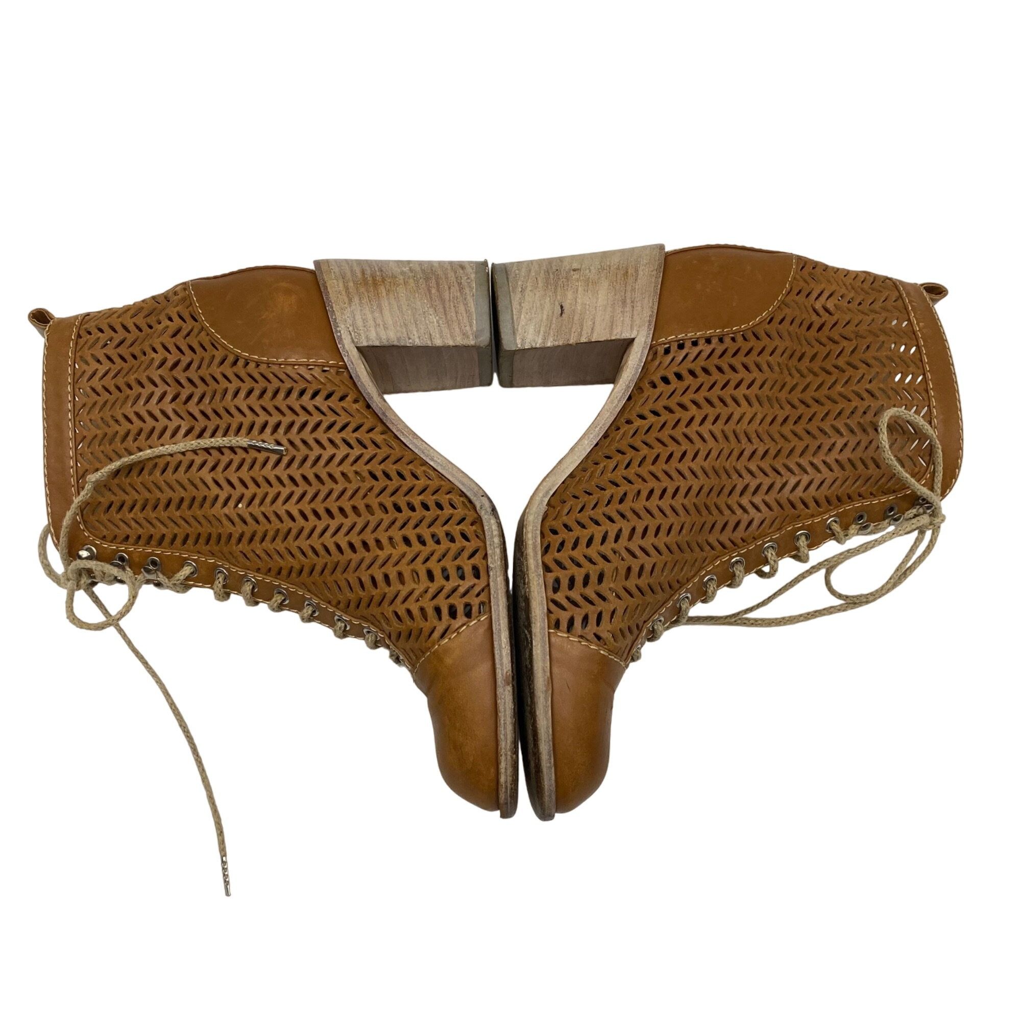 Other Studio Pollini Brown Perforated Leather Ankle Booties Women' Size US 7 / IT 37 - 6 Thumbnail