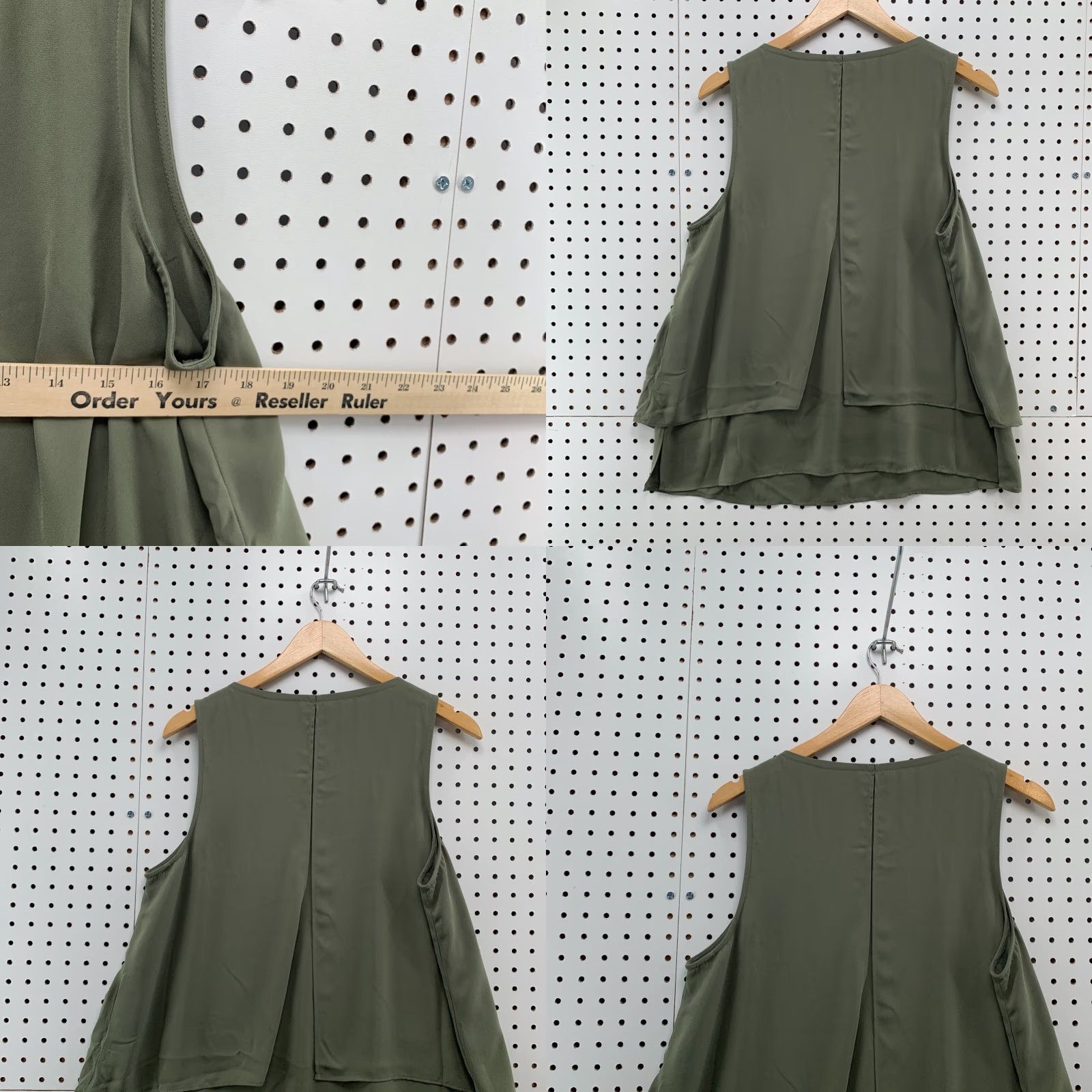 Juicy Couture Juicy Couture Womens Top Sleeveless Large Olive Green Layered Ruffle Embellished Size L / US 10 / IT 46 - 8 Thumbnail