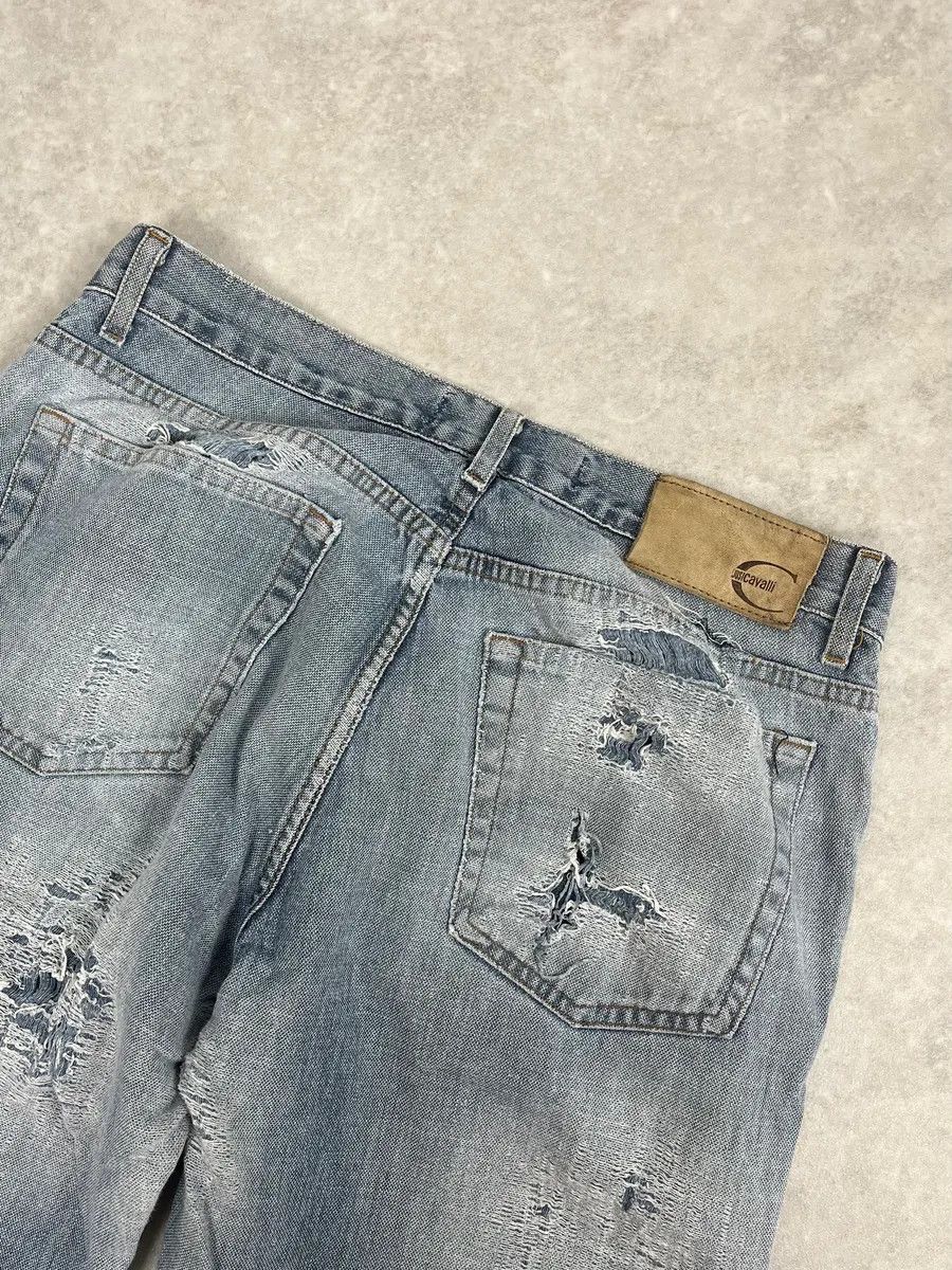 Just Cavalli 2000s Cavalli Distressed Light Blue Denim Jeans Size US 30 / EU 46 - 8 Thumbnail