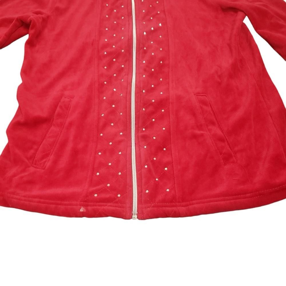 Designer CT1995 Onque Casual Red & Rhinestone Studded Jacket & Pant Size 28" / US 6 / IT 42 - 4 Thumbnail