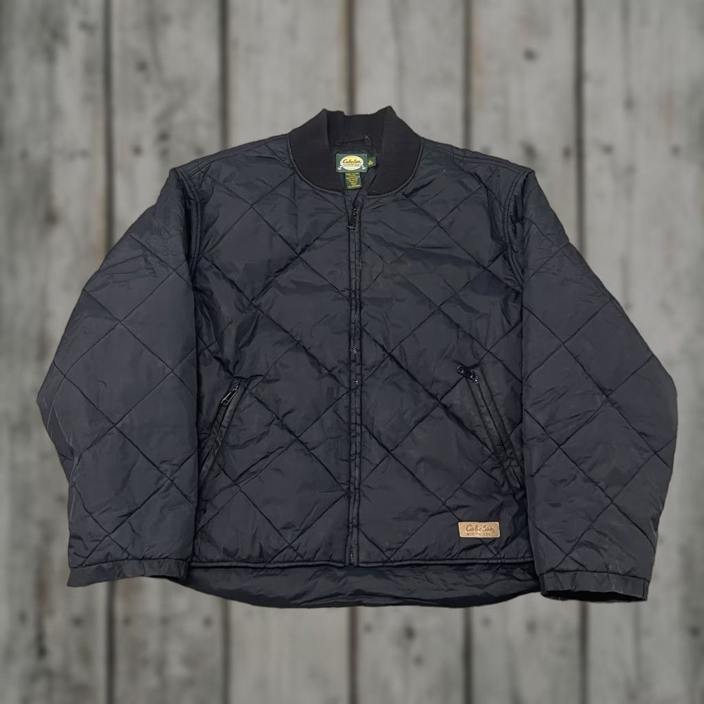 Vintage Cabela's XL Quilted Jacket Black Nylon Zip Up Size US XL / EU 56 / 4 - 1 Thumbnail