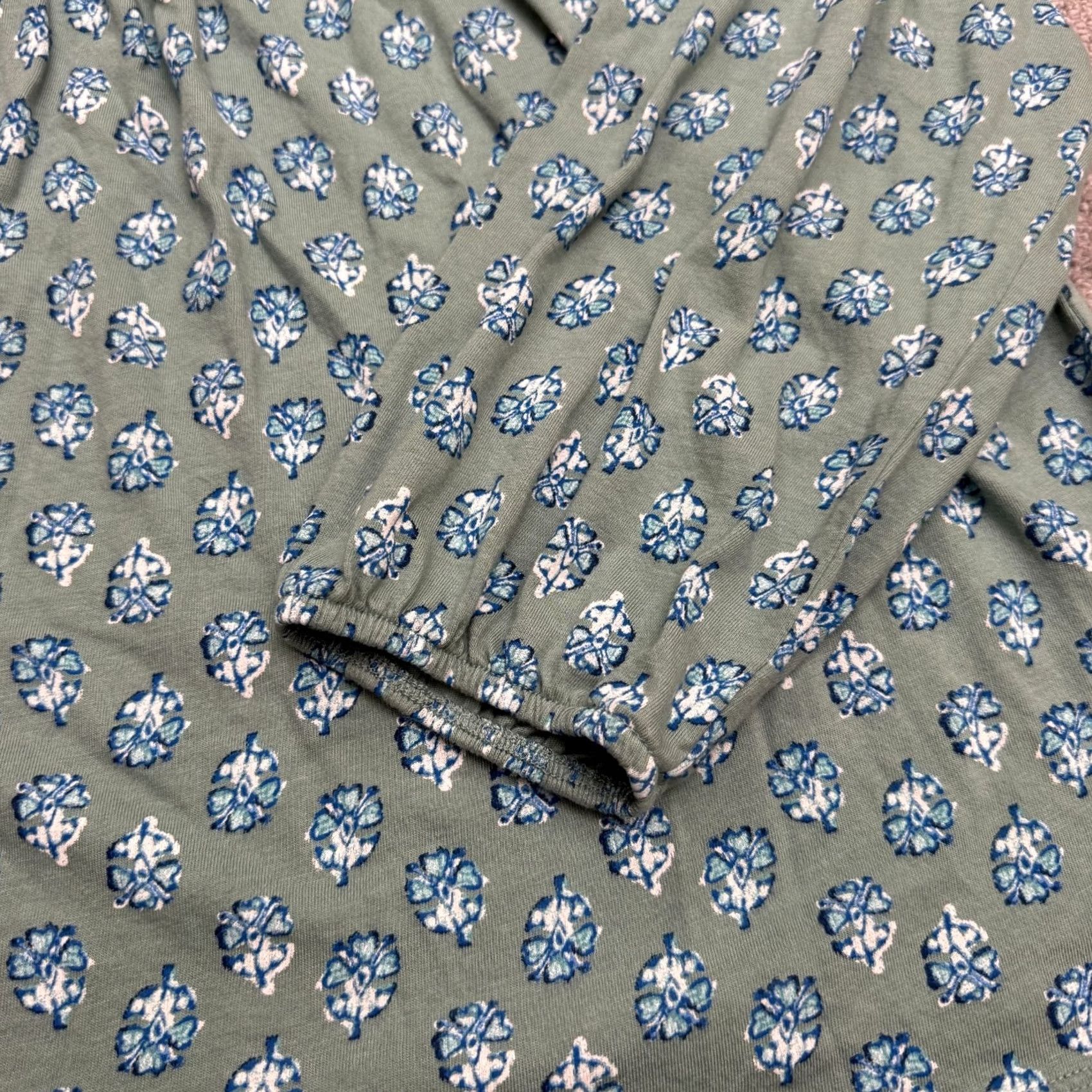 Lucky Brand Lucky Brand Floral Square Neck Blouse Womens Large Green Blue Long Sleeve Size L / US 10 / IT 46 - 4 Thumbnail